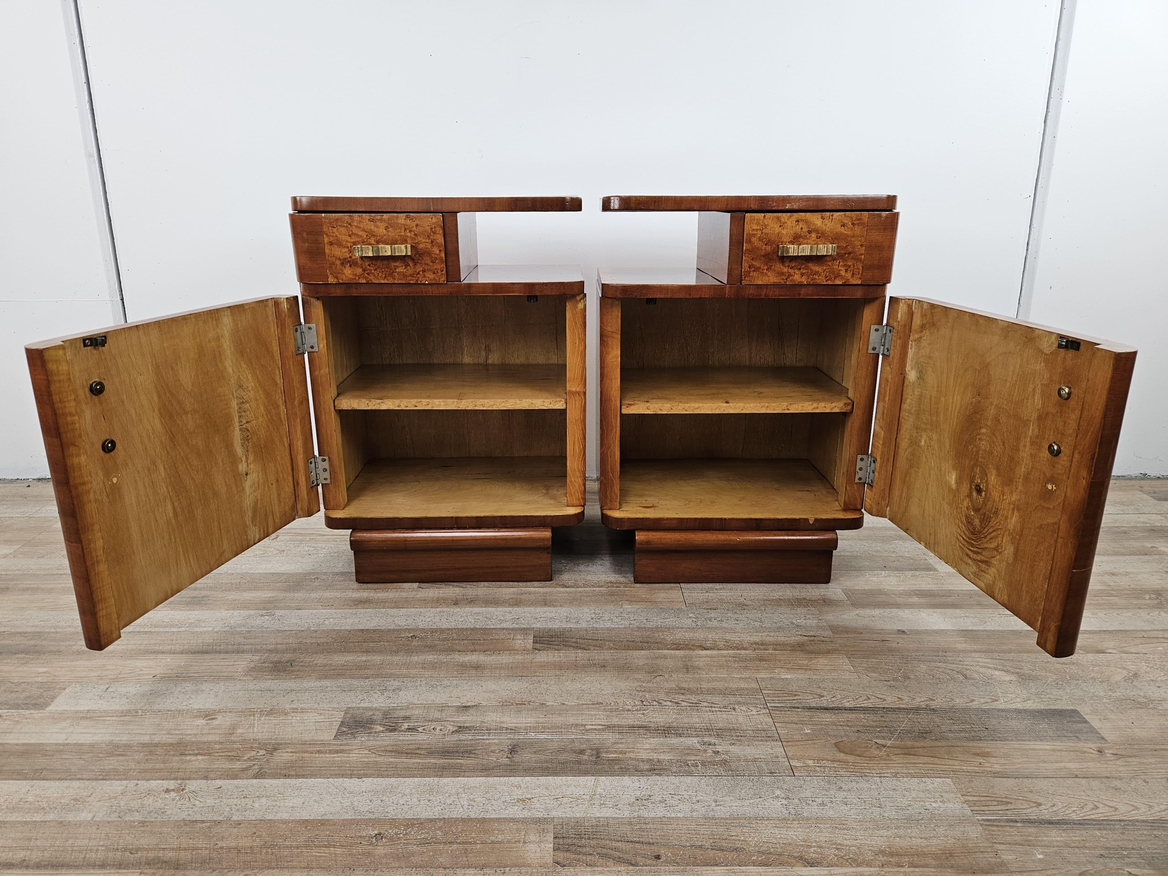 Art Deco bedside tables in tuja burl 20th century 9