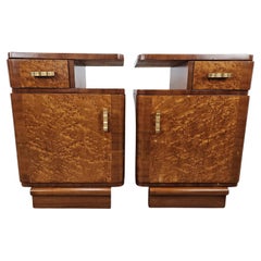 Art Deco bedside tables in tuja burl 20th century