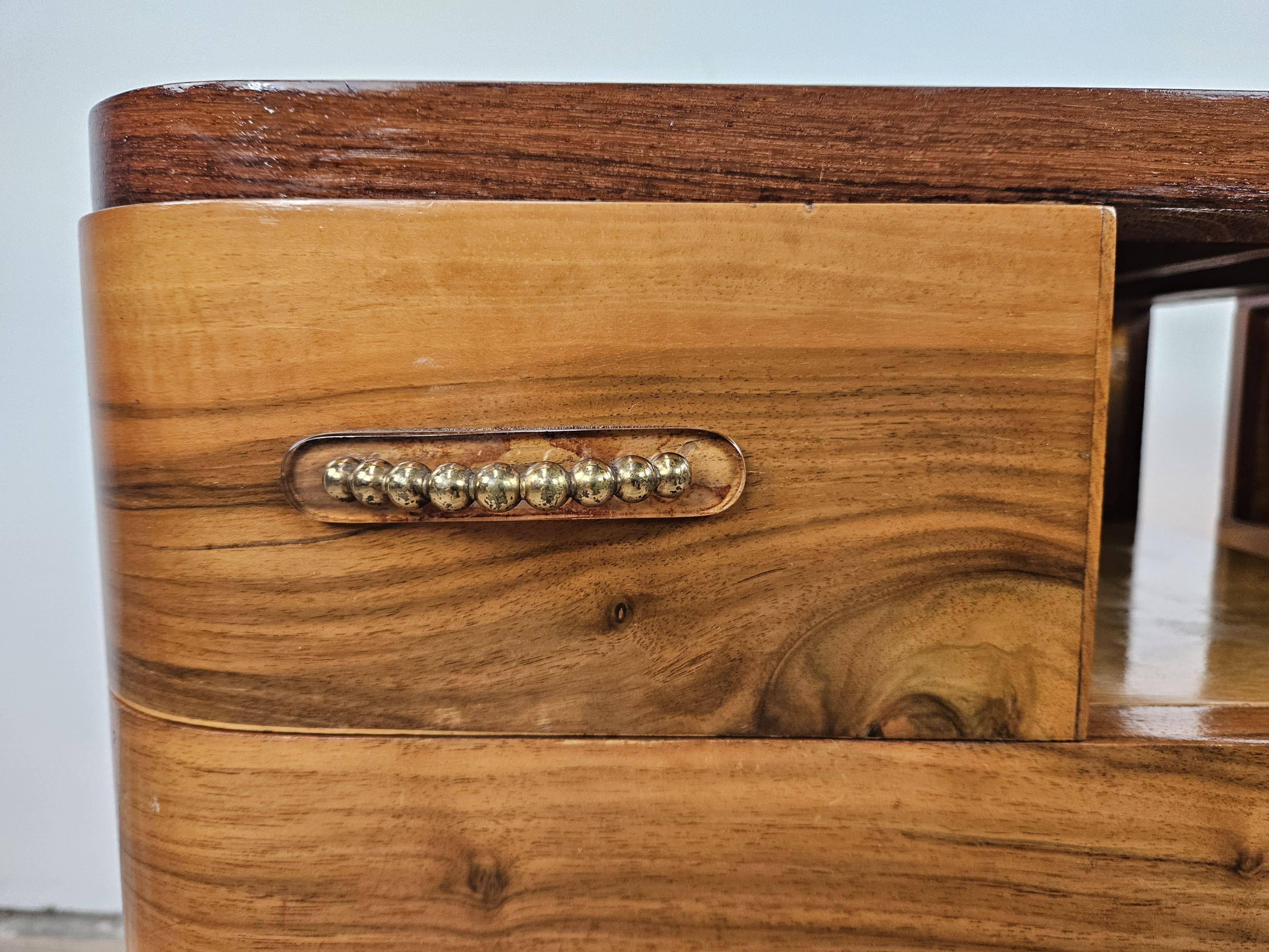 Comodini Art Decò in radica e ottone XX secolo 4