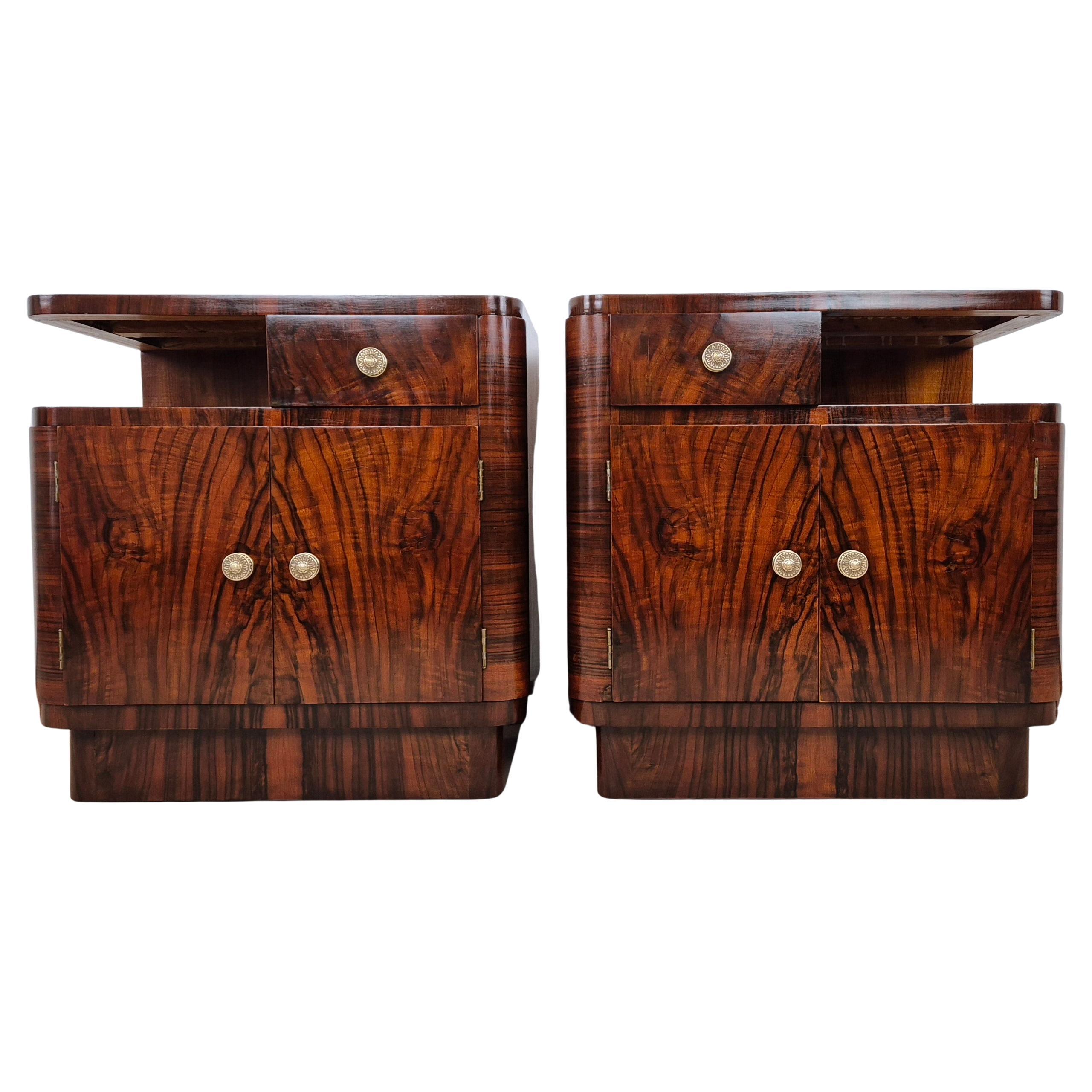 Comodini Art Déco Veneziani " Ali di Gabbiano " 1940