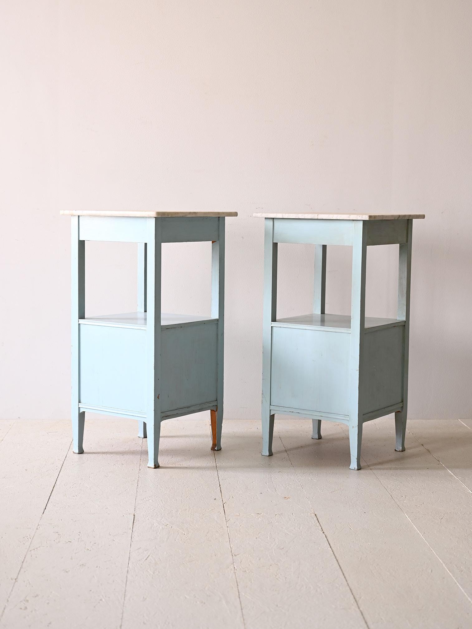 Deco light blue nightstands with drawer In Good Condition For Sale In Brescia, IT