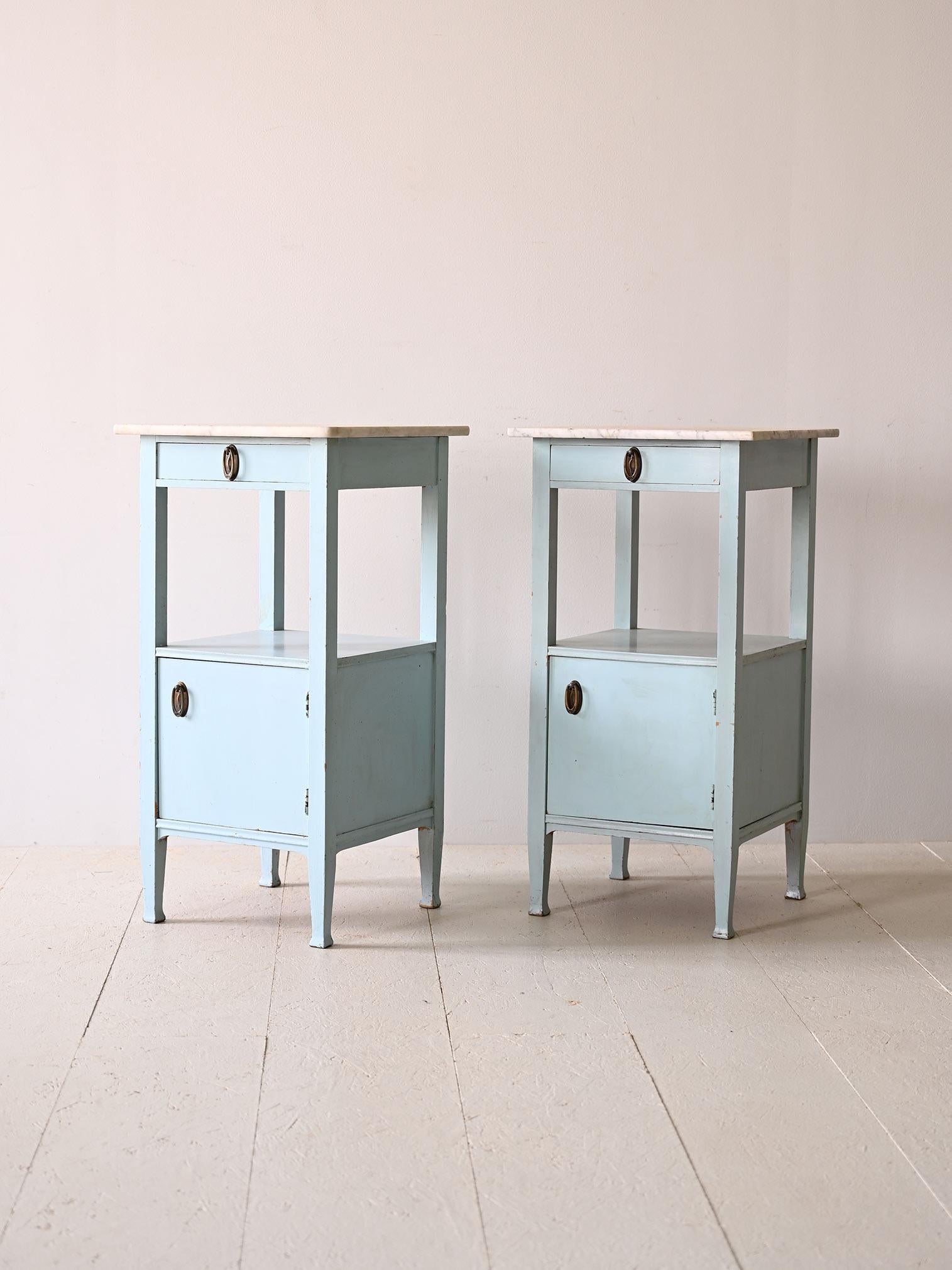 Mid-20th Century Deco light blue nightstands with drawer For Sale