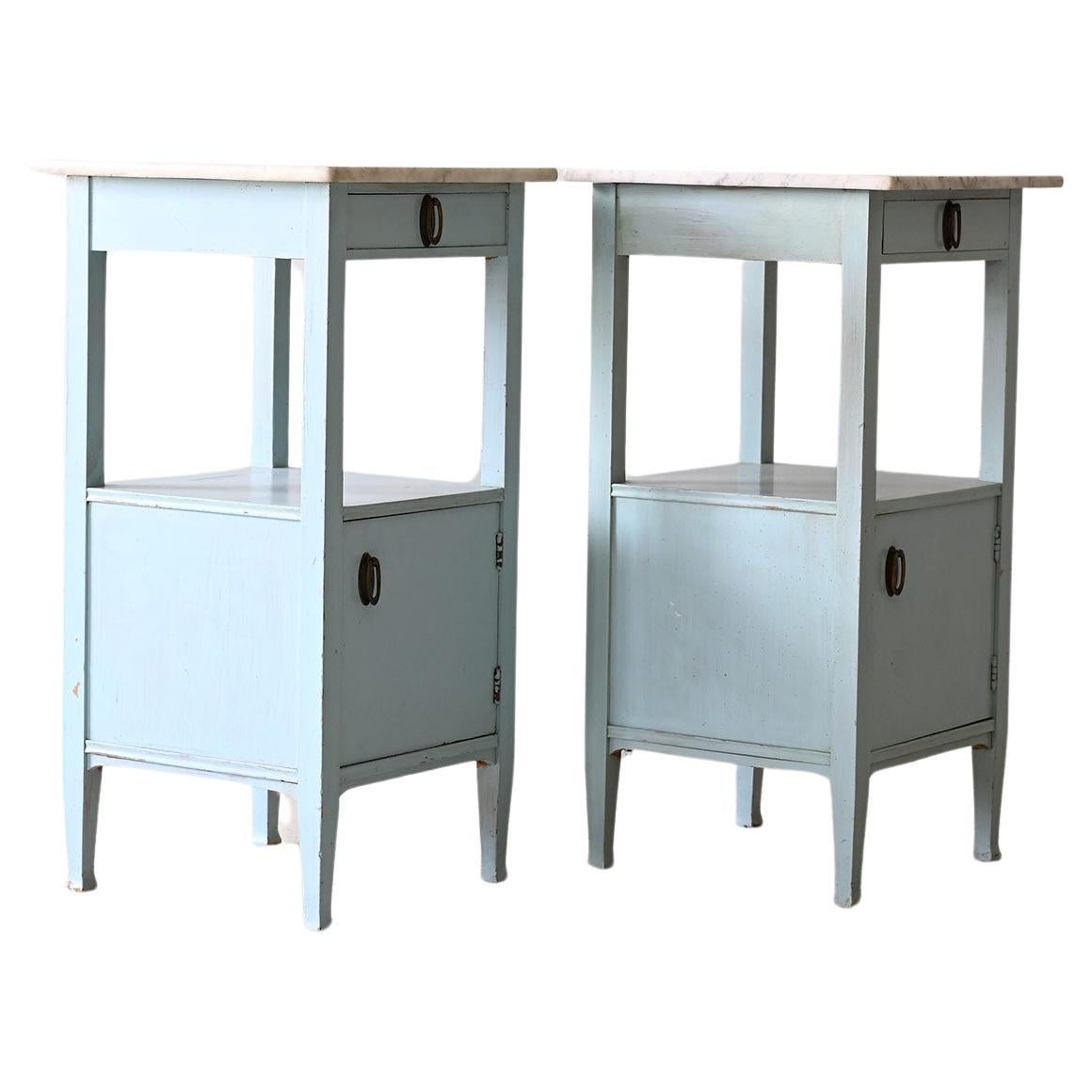 Deco light blue nightstands with drawer