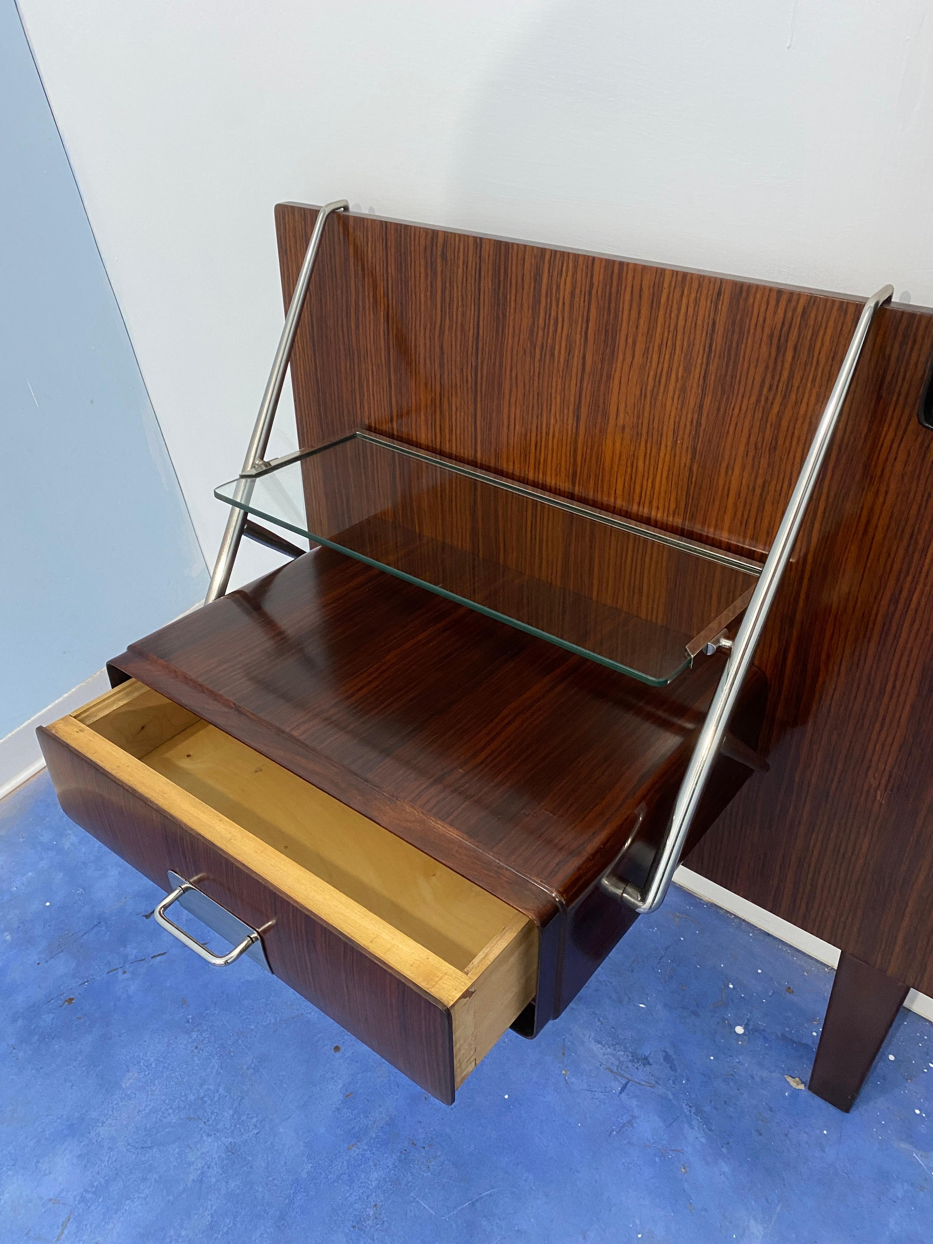 Italian nightstands from the 1950s with headboard bed designed by Silvio Cavatorta 4