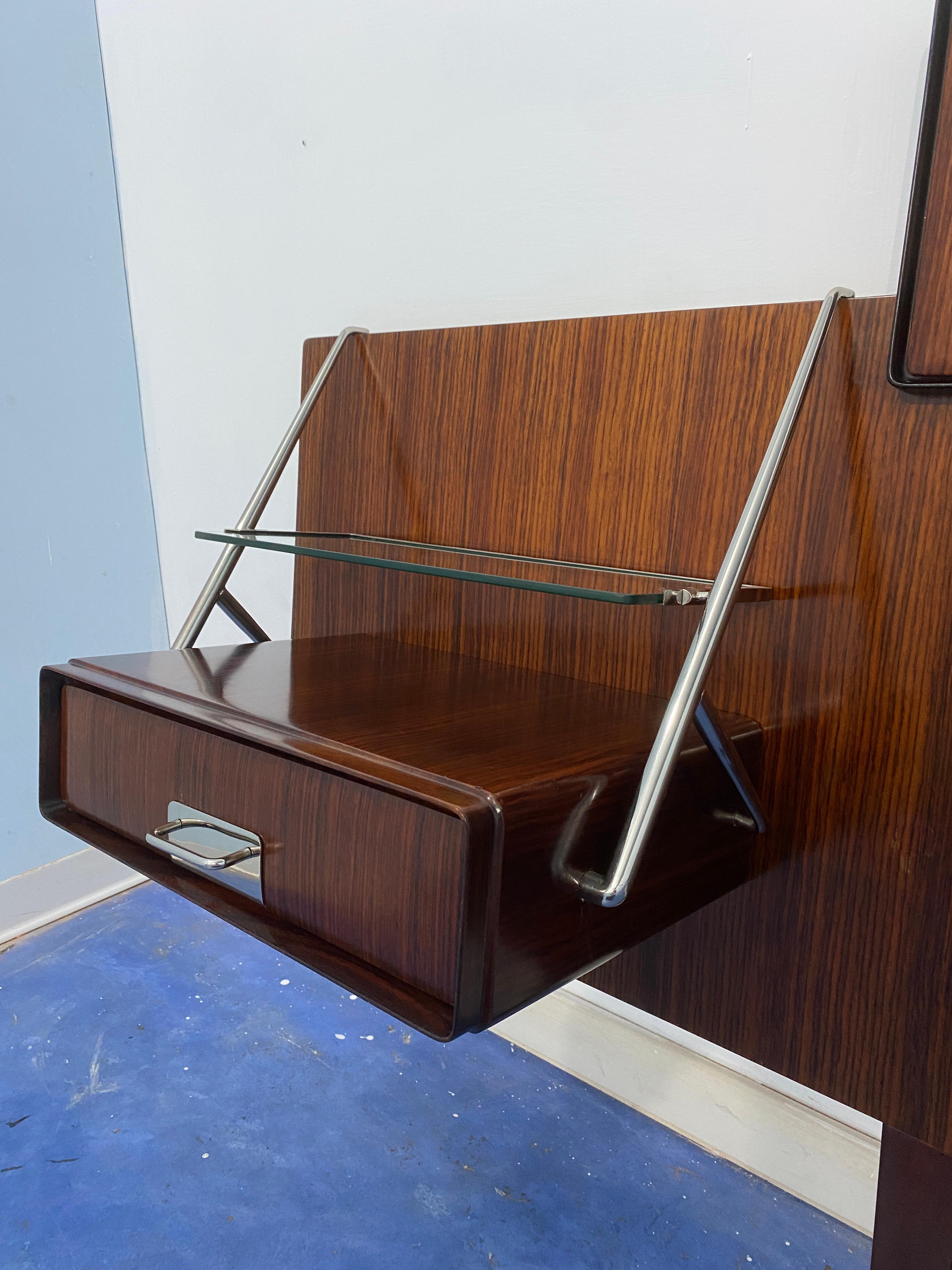 Italian nightstands from the 1950s with headboard bed designed by Silvio Cavatorta 8