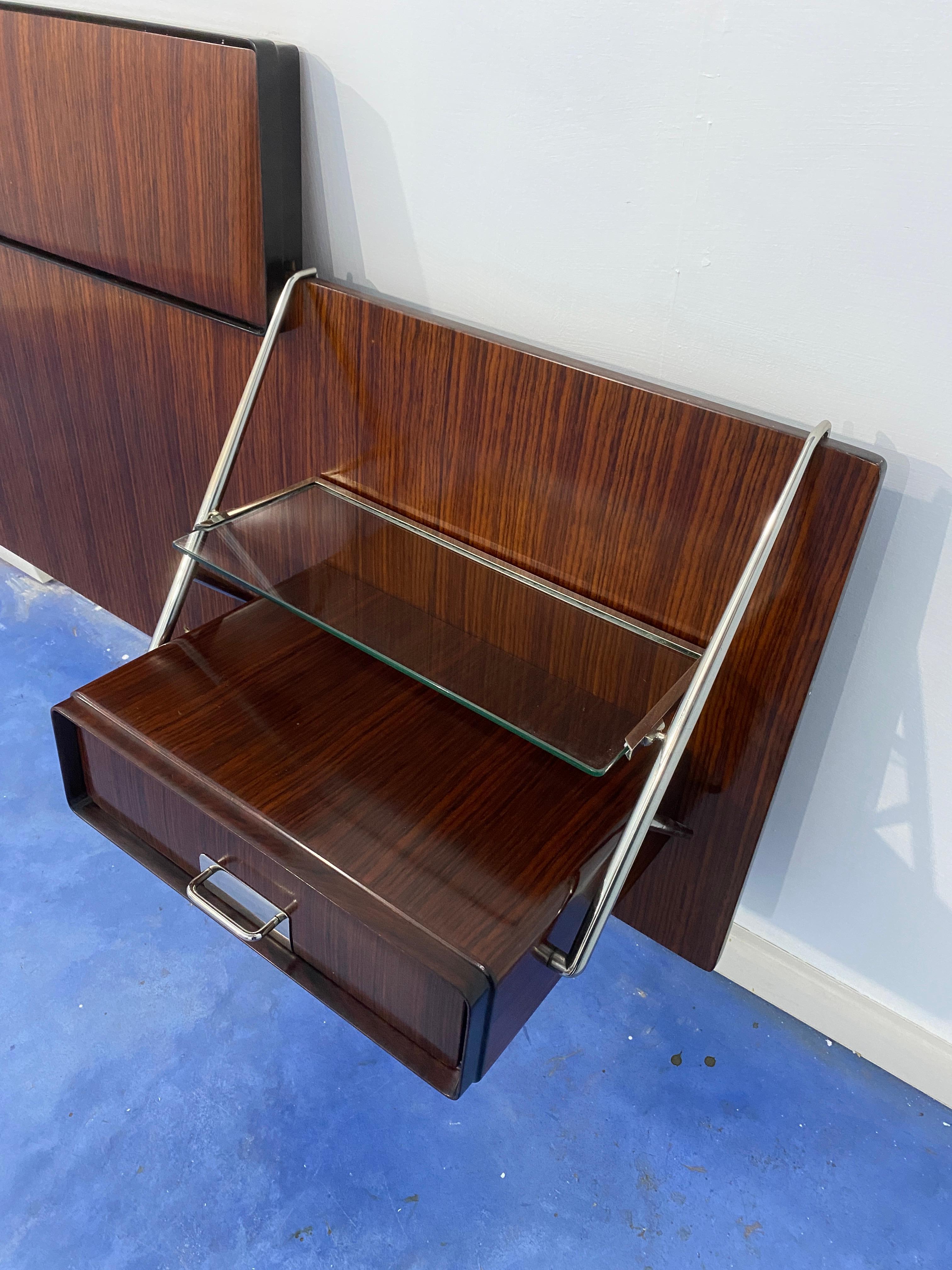 Italian nightstands from the 1950s with headboard bed designed by Silvio Cavatorta 11