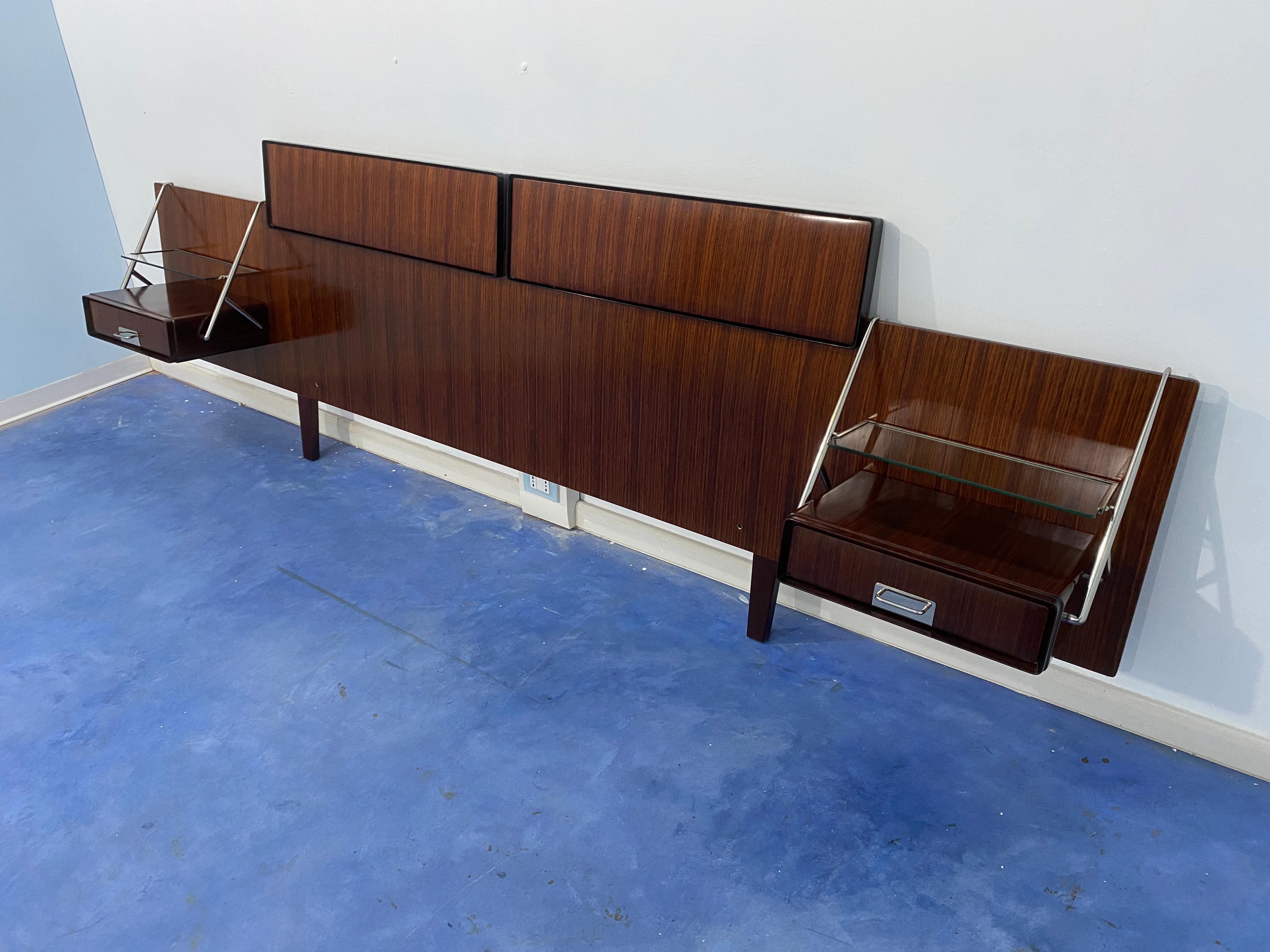Other Italian nightstands from the 1950s with headboard bed designed by Silvio Cavatorta