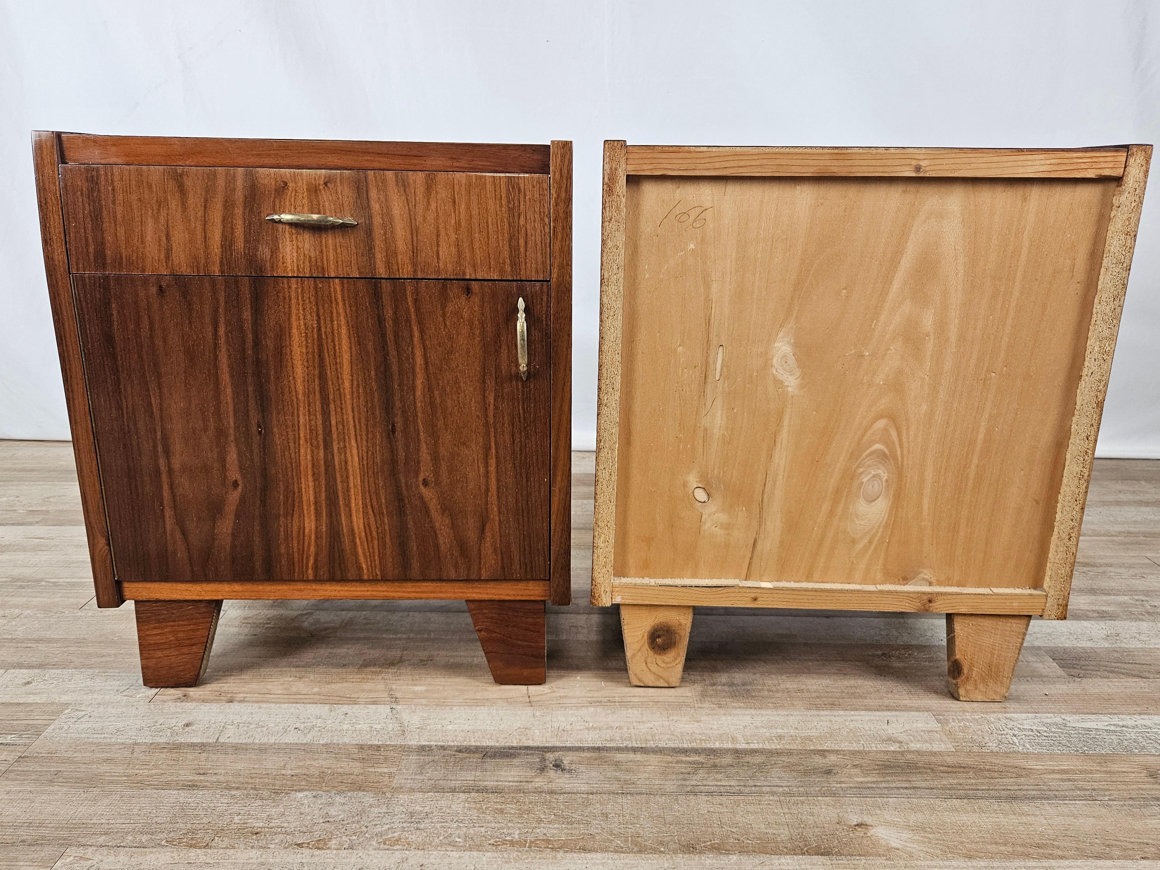 Mid-Century Modern 1950s glossy nightstands with drawer For Sale