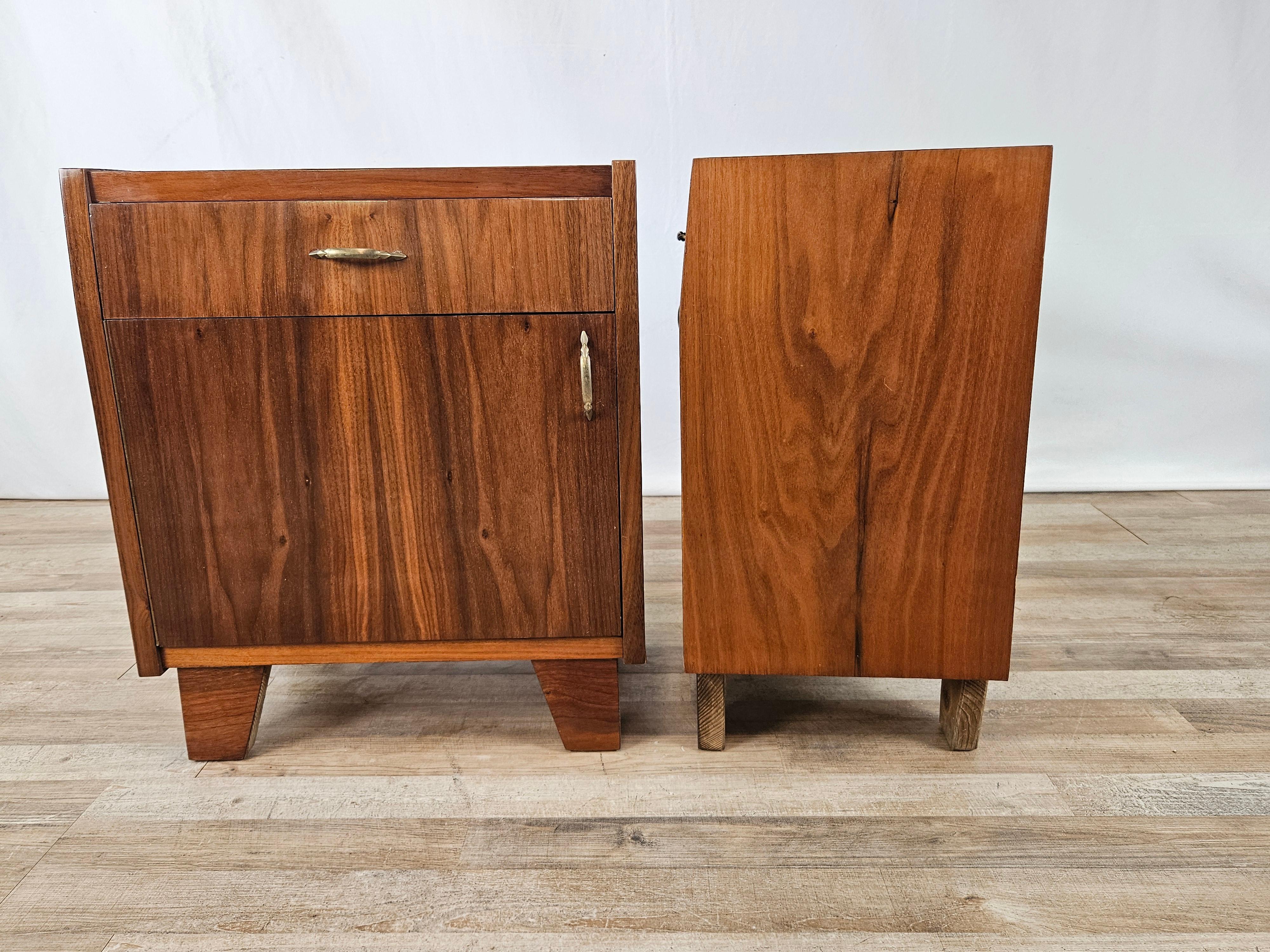Italian 1950s glossy nightstands with drawer For Sale