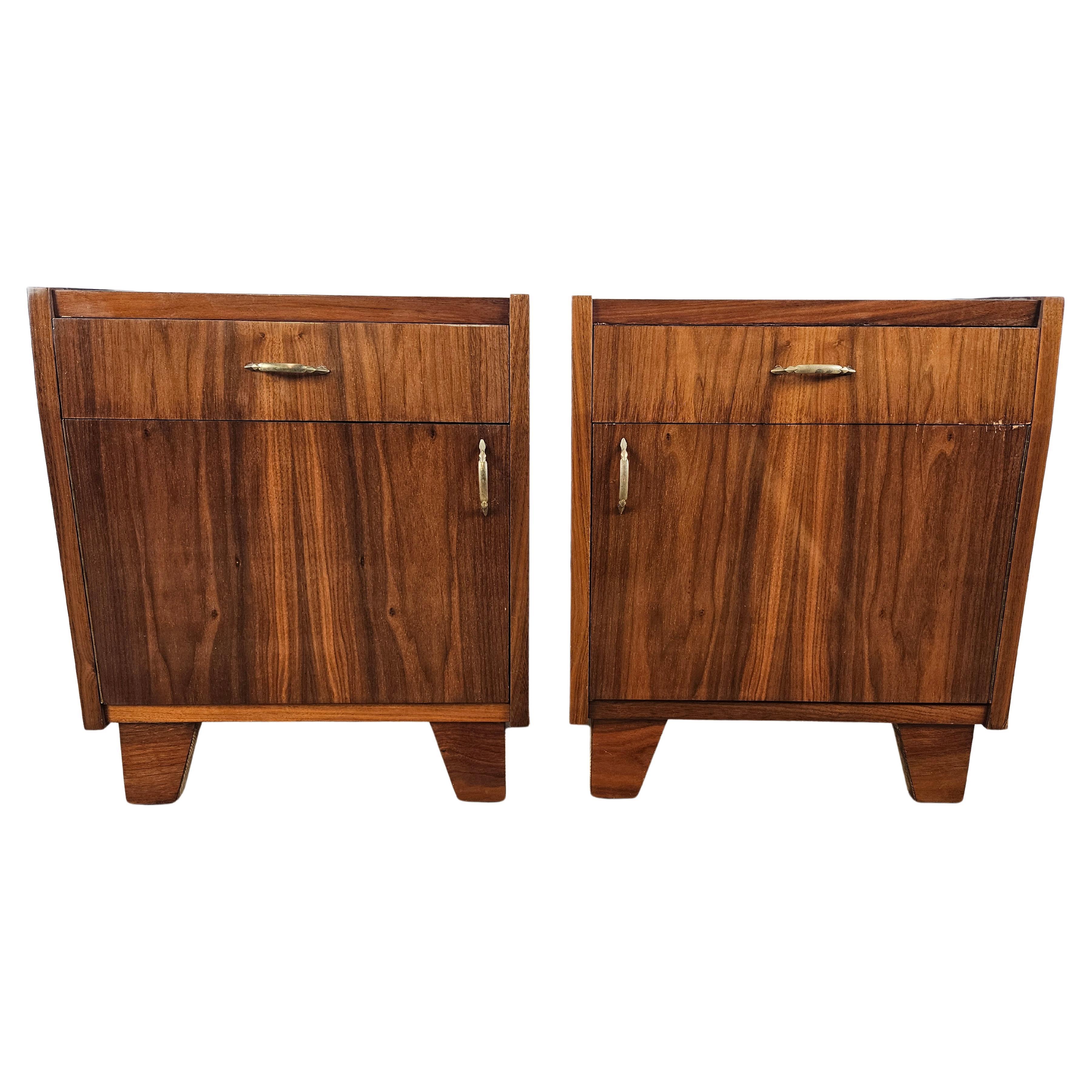 1950s glossy nightstands with drawer