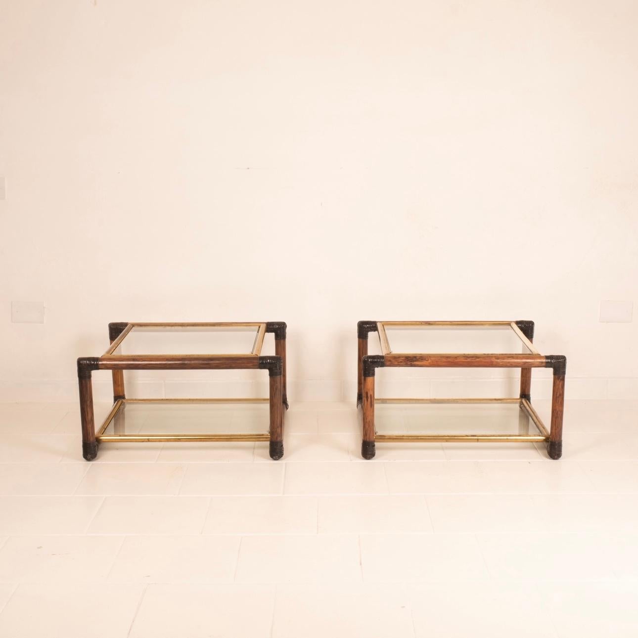 Stunning pair of bedside tables from the prestigious Marango series designed by Alberto Smania for the namesake company Smania Studio Interni in the late 1960s.
These pieces embody the high level of craftsmanship and Italian artisanal excellence of