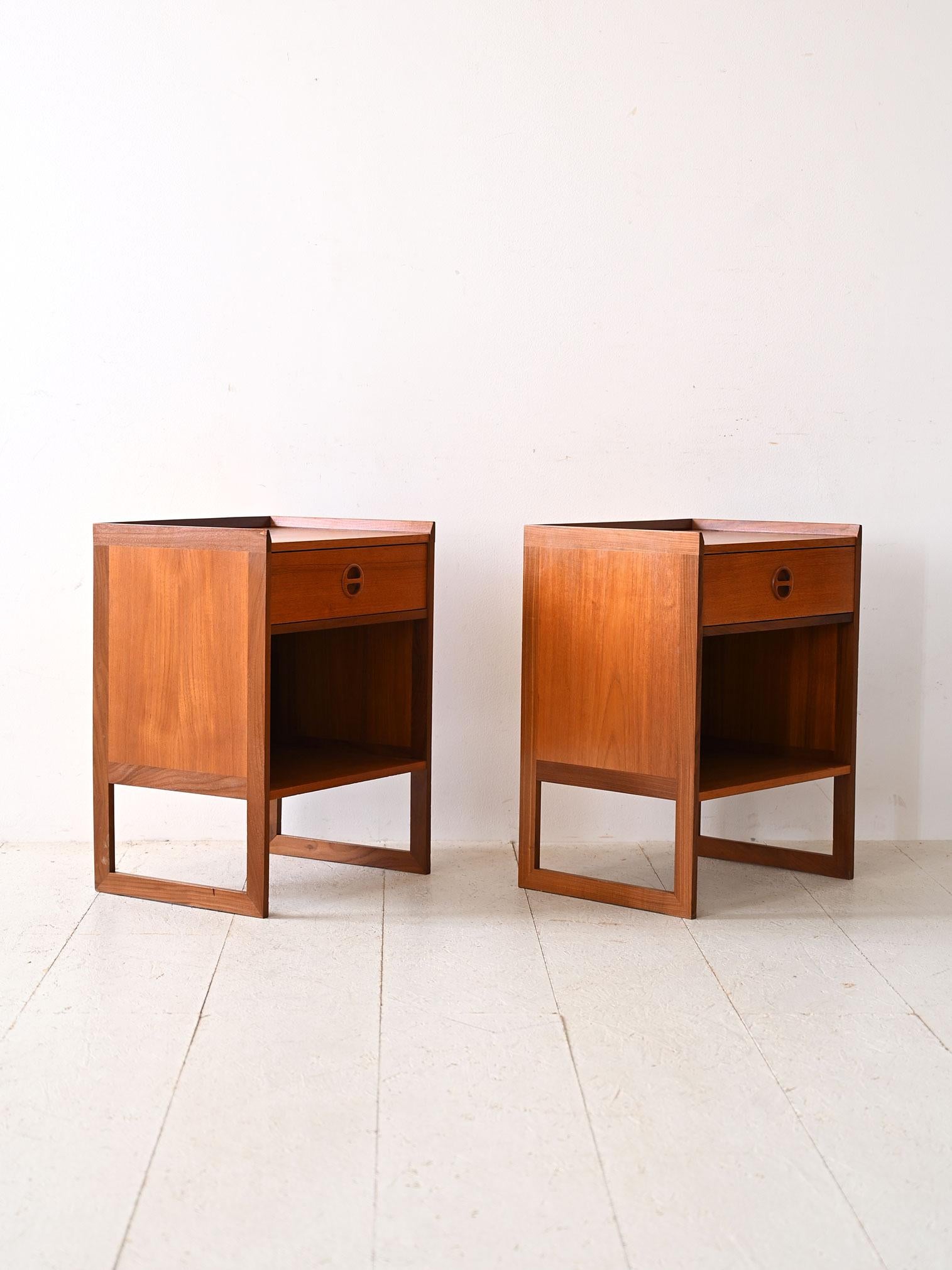 Wood Scandinavian nightstands with open compartment