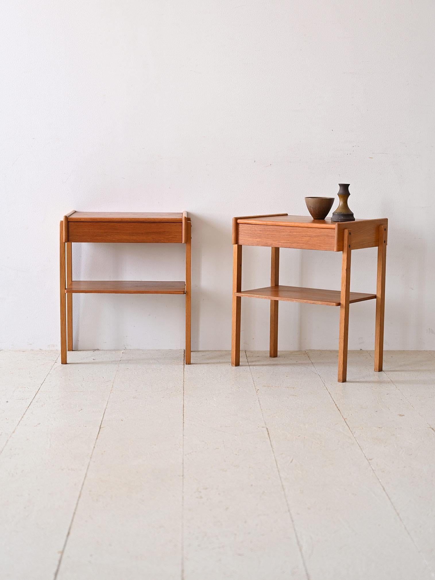 Pair of Scandinavian teak nightstands.       
                                                                                                                                                                                                           