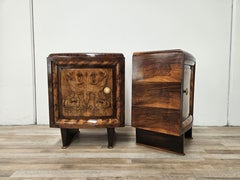 1940s Tuscan nightstands made of walnut burl