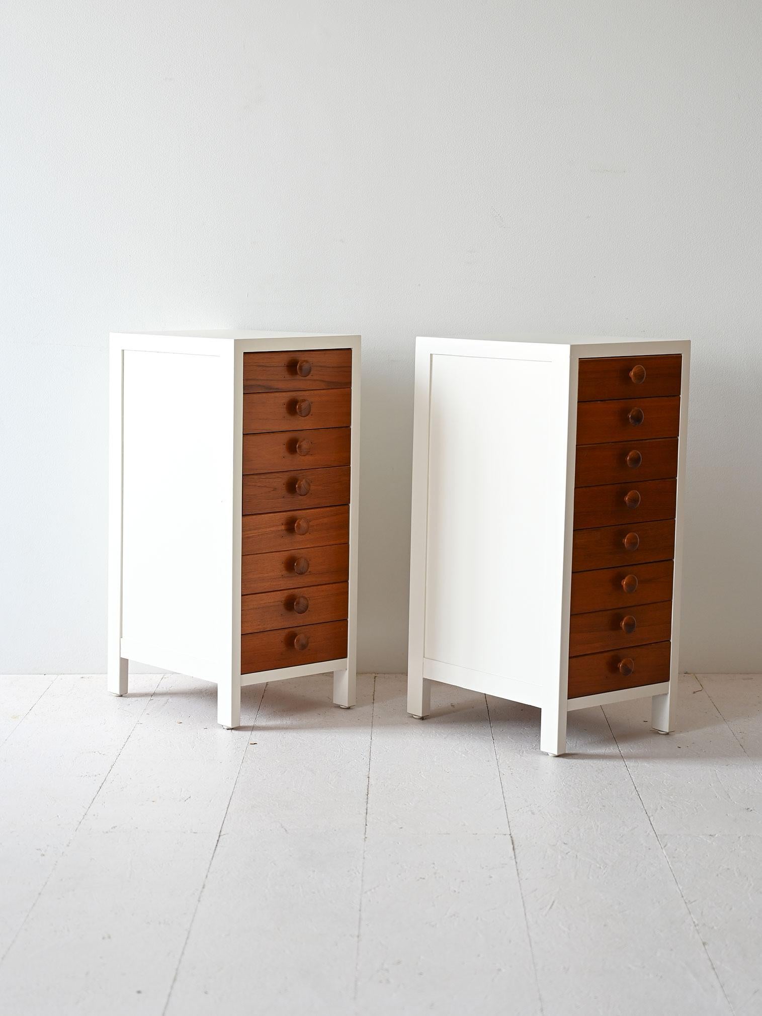 Scandinavian Modern Vintage nightstands with drawers For Sale