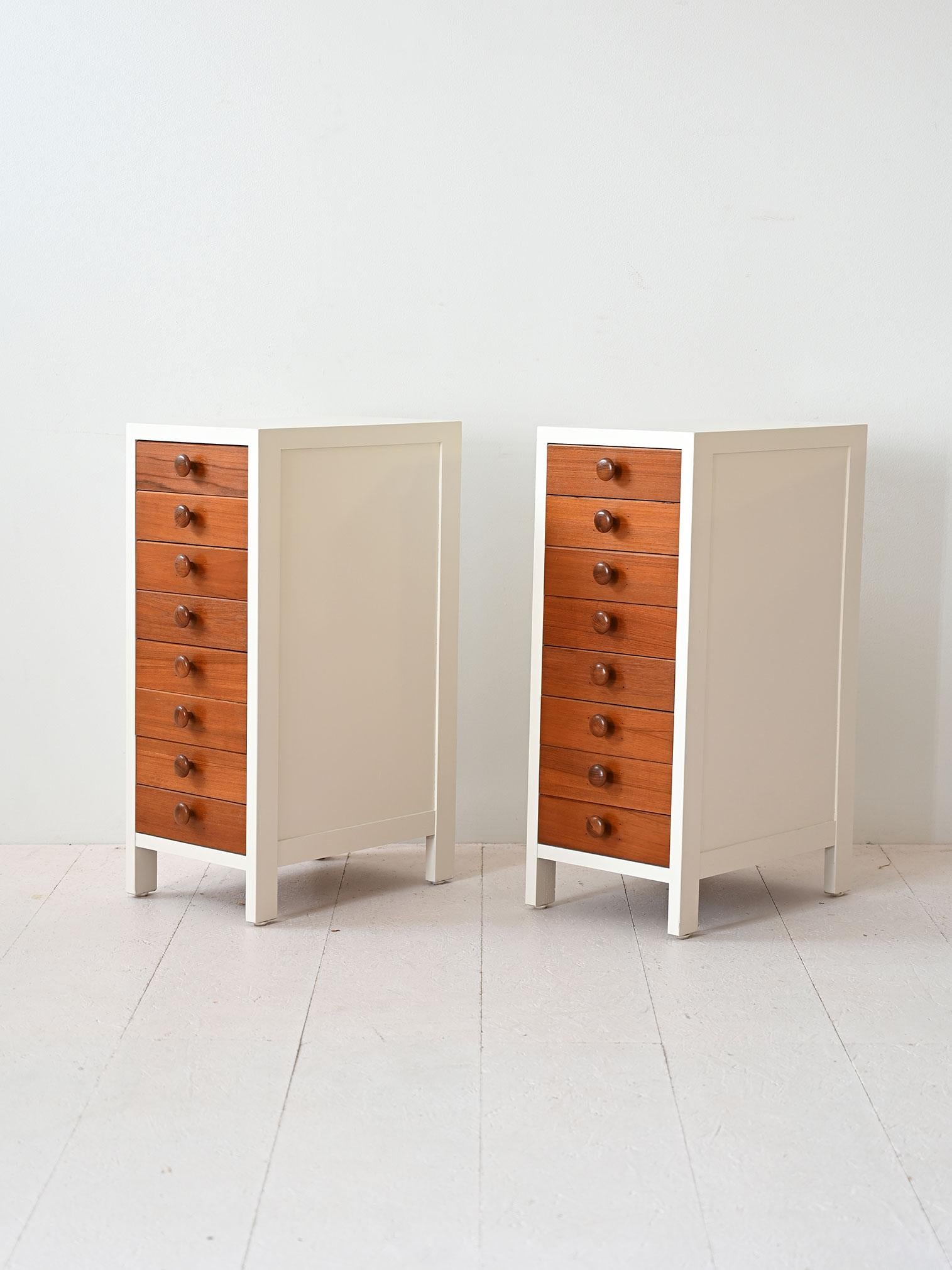 Scandinavian Vintage nightstands with drawers For Sale