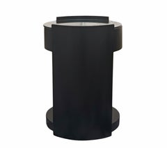 Cylindrical Wooden Bedside Table With Wheels and Drawer, Italy 1970s