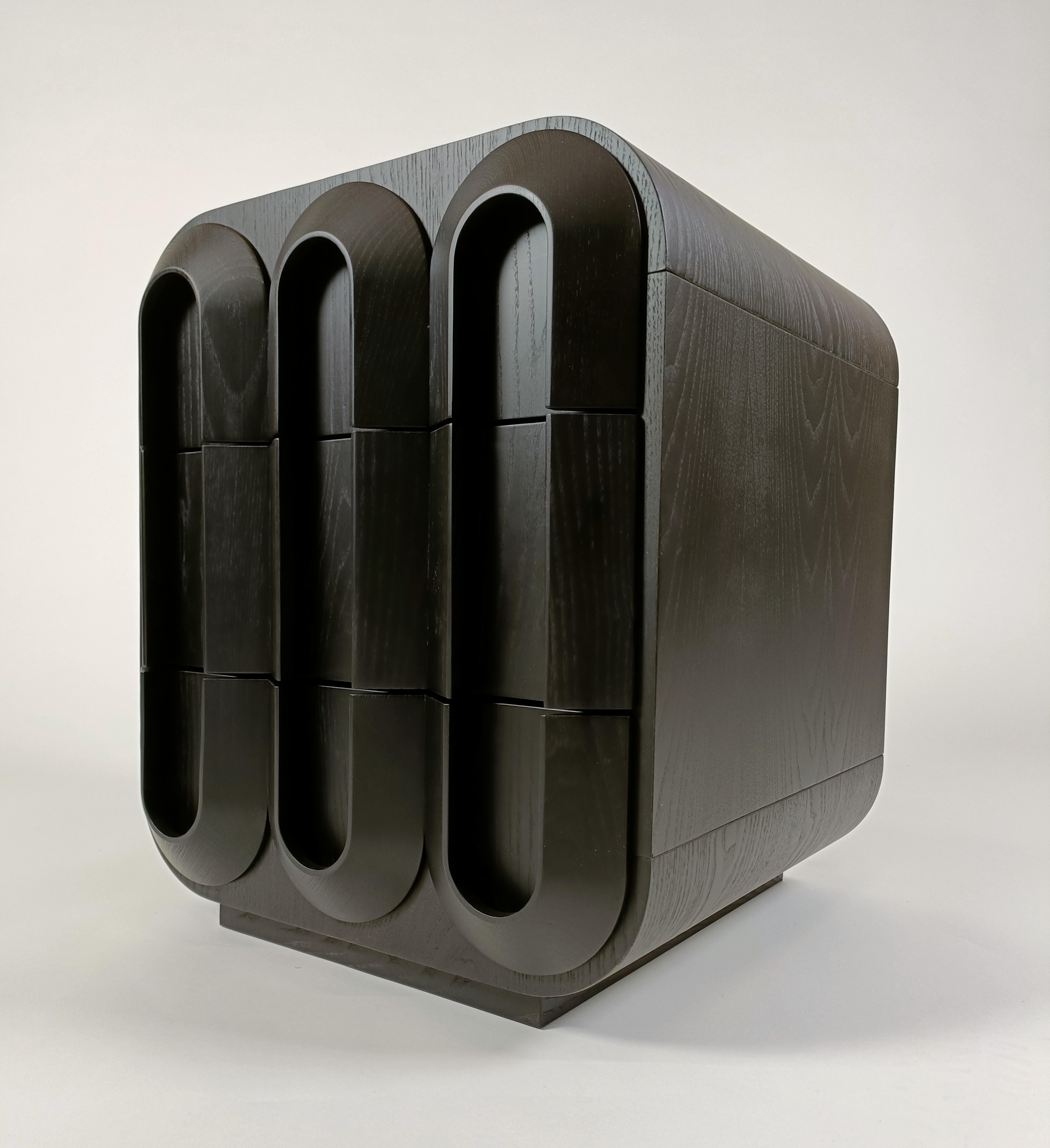 Zeitgenössische Handwerkskombination für eine Mietkamera aus Frassino tinto nero (Moderne) im Angebot