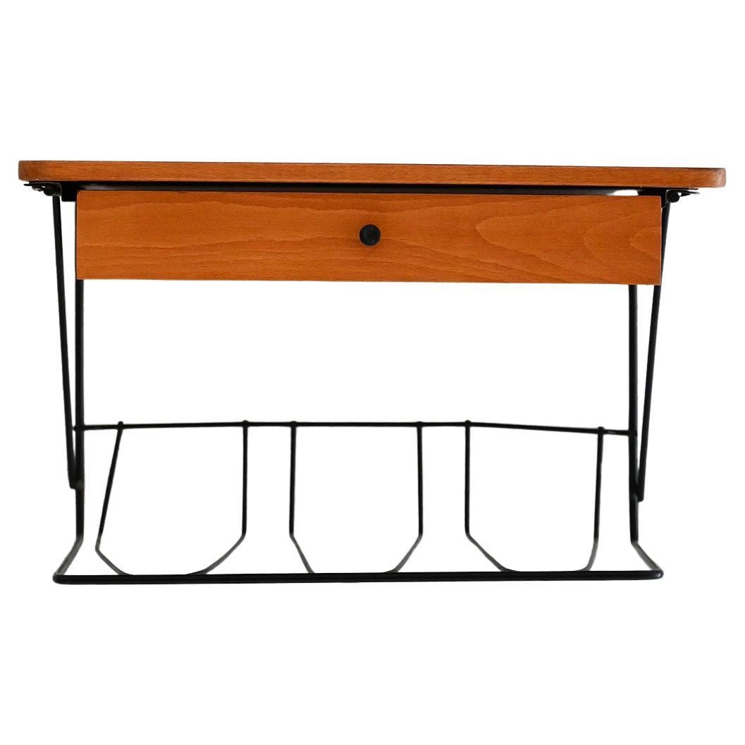 Table de chevet scandinave en teck et métal des années 1960