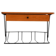 Table de chevet scandinave en teck et métal des années 1960