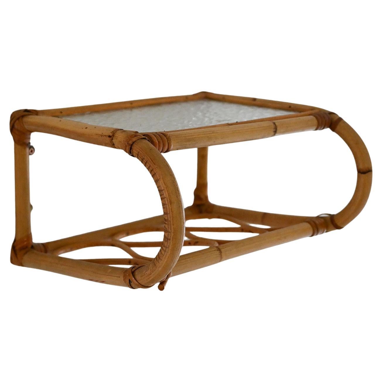 Scandinavian bamboo and glass wall bedside table