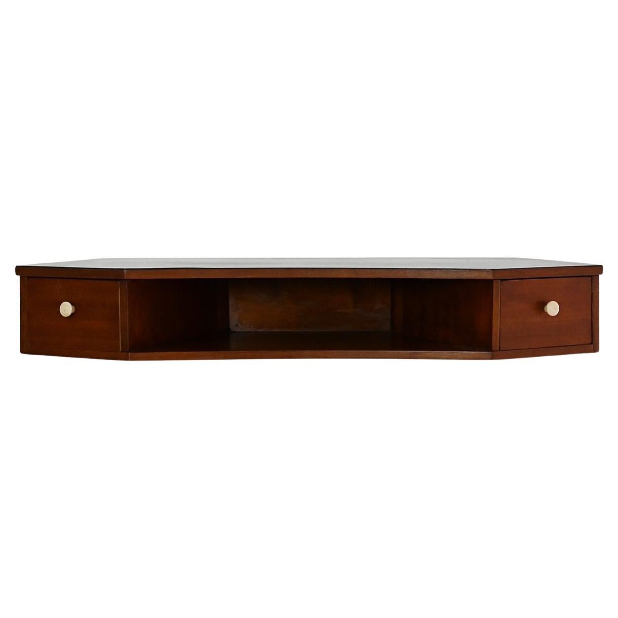 Table de chevet scandinave en acajou avec boutons en bakélite en vente