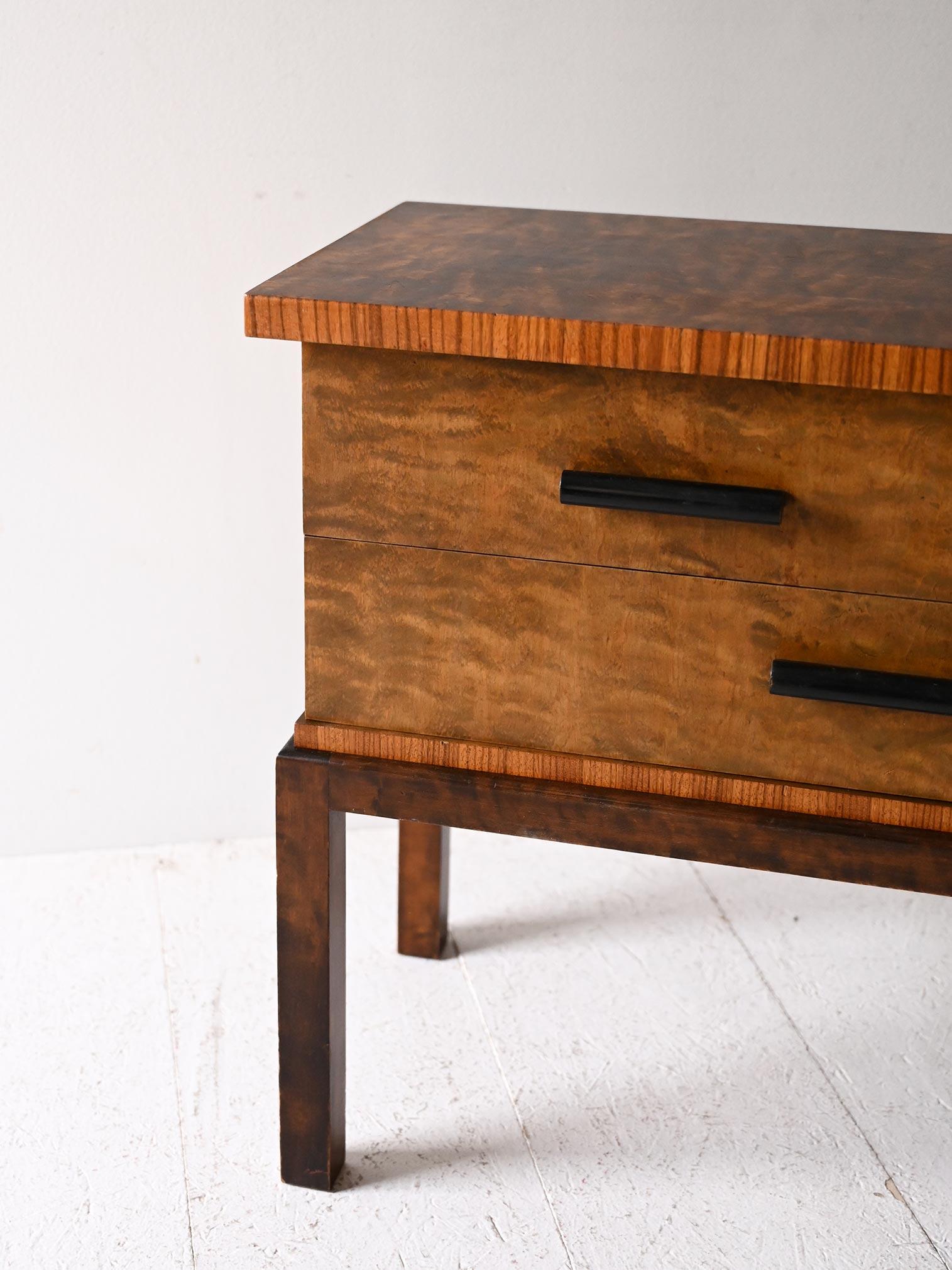 Comodino déco scandinavo anni ’30 in radica Bon état - En vente à Brescia, IT
