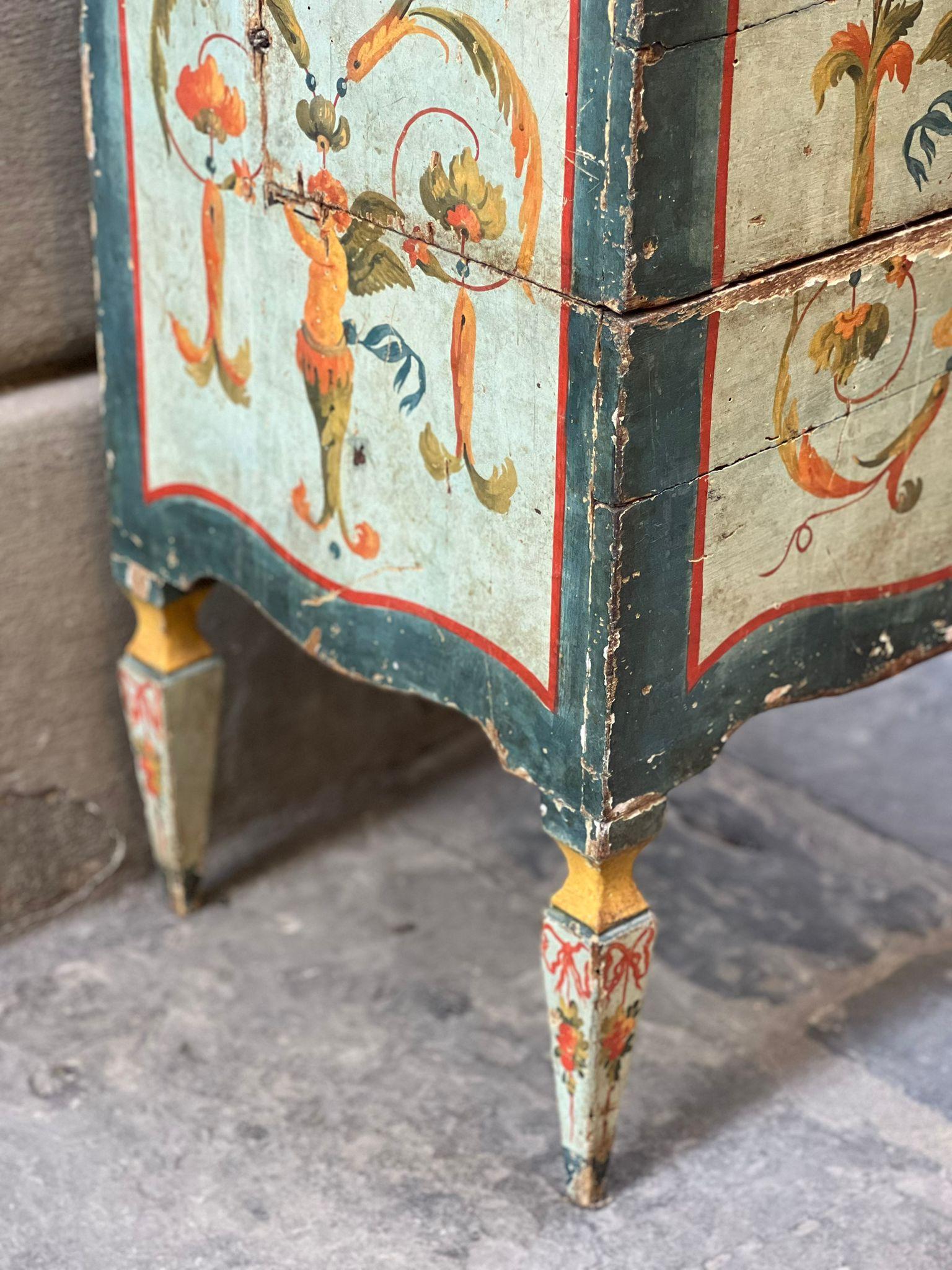 Bedside table painted with grotesques For Sale 6