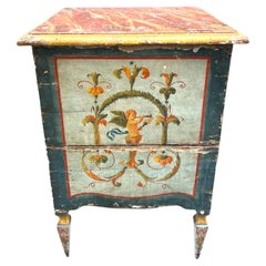 Antique Bedside table painted with grotesques