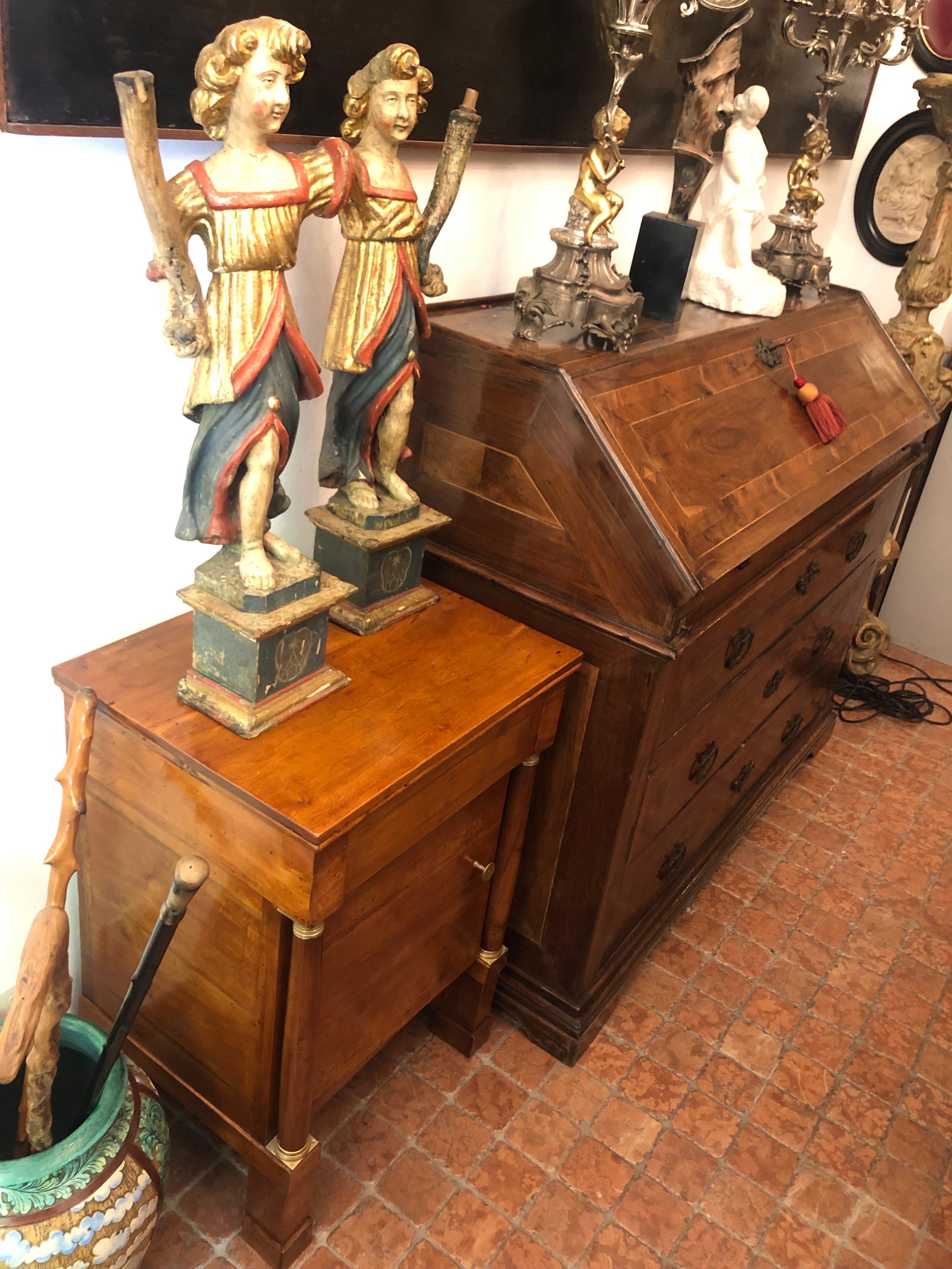 Comodino Francese Impero con Cassetto e Anta XIX Secolo in Noce Massello im Angebot 2