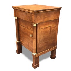 French Empire Nightstand with Drawer and Door 19th Century in Solid Walnut
