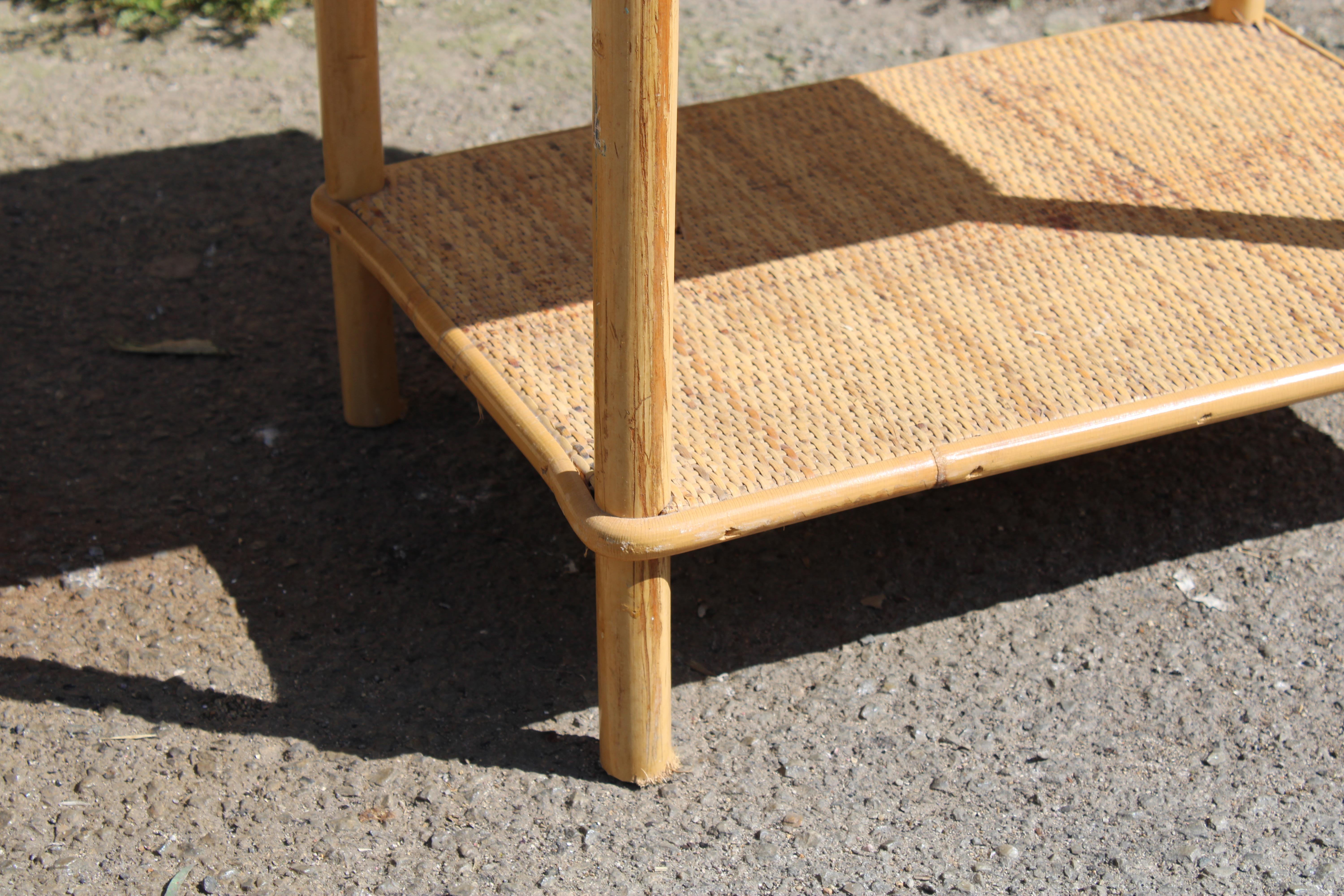 1950 Italia Bamboo nightstand with drawer and shelf In Good Condition For Sale In Palermo, Sicily