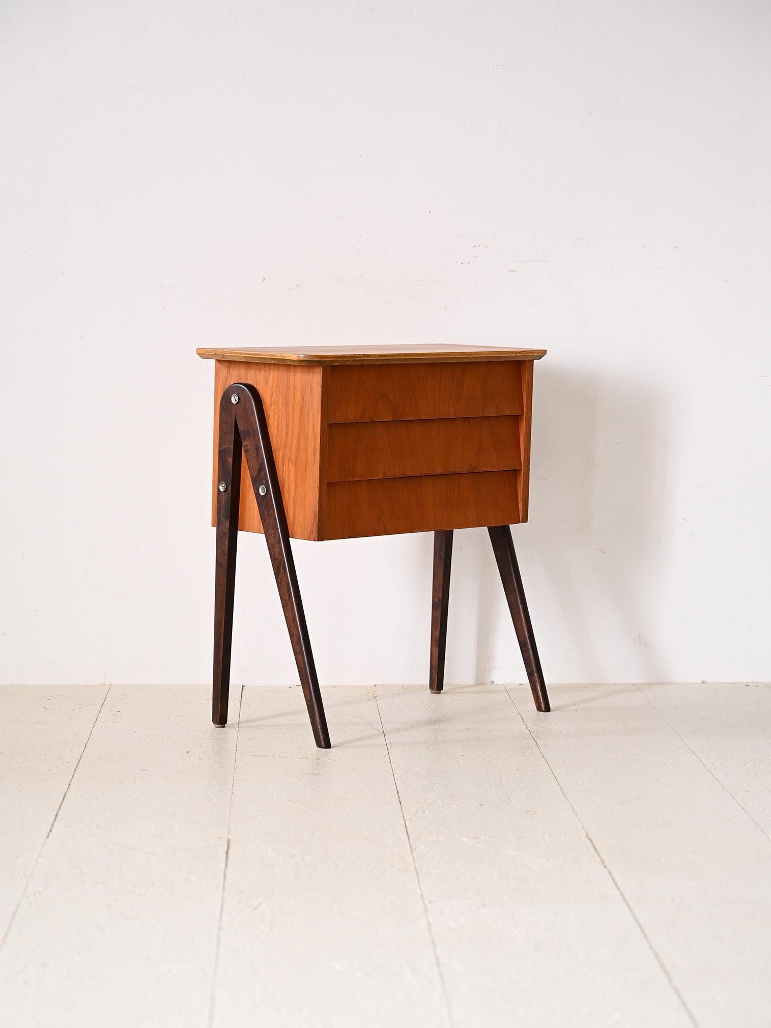 Scandinavian Modern Teak nightstand with three drawers For Sale