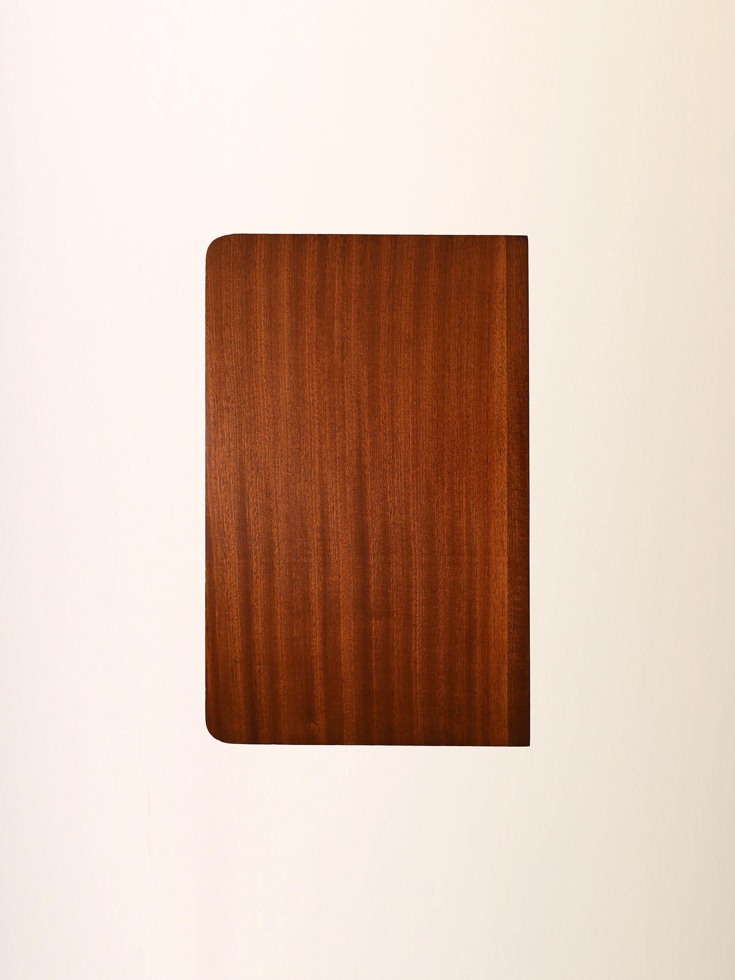 Metal Teak bedside table and black details For Sale