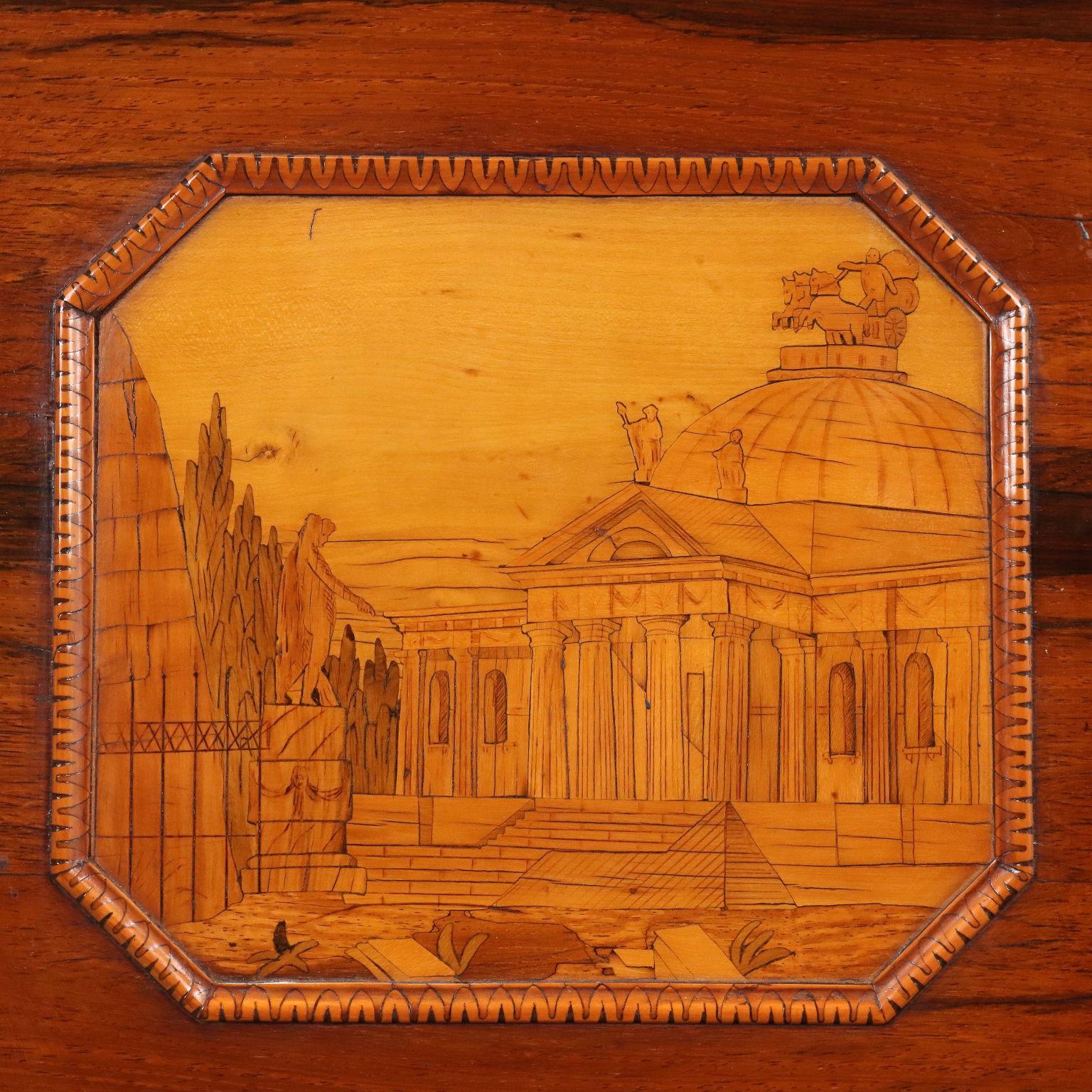 Marmo Comodino Intarsiato Neoclassico Italia Ultimo Quarto XVIII Secolo in vendita