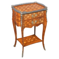 Napoleon III-style nightstand made of inlaid wood, with two drawers. Nineteenth Century