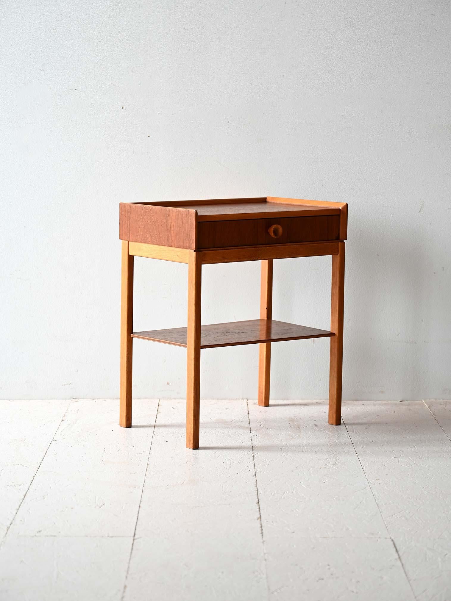 Scandinavian Modern Scandinavian 1960s teak and oak bedside table For Sale