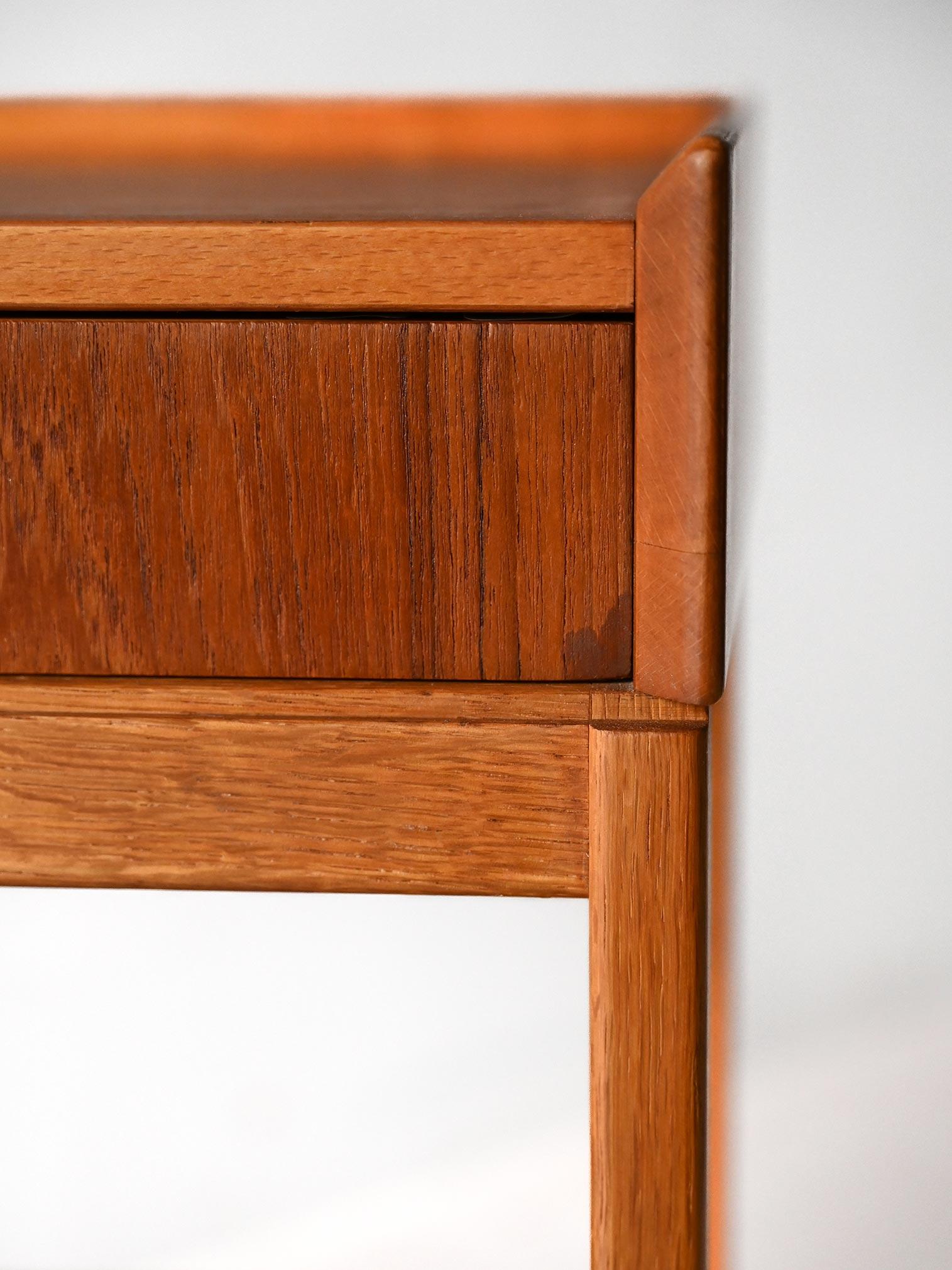 Scandinavian 1960s teak and oak bedside table For Sale 1