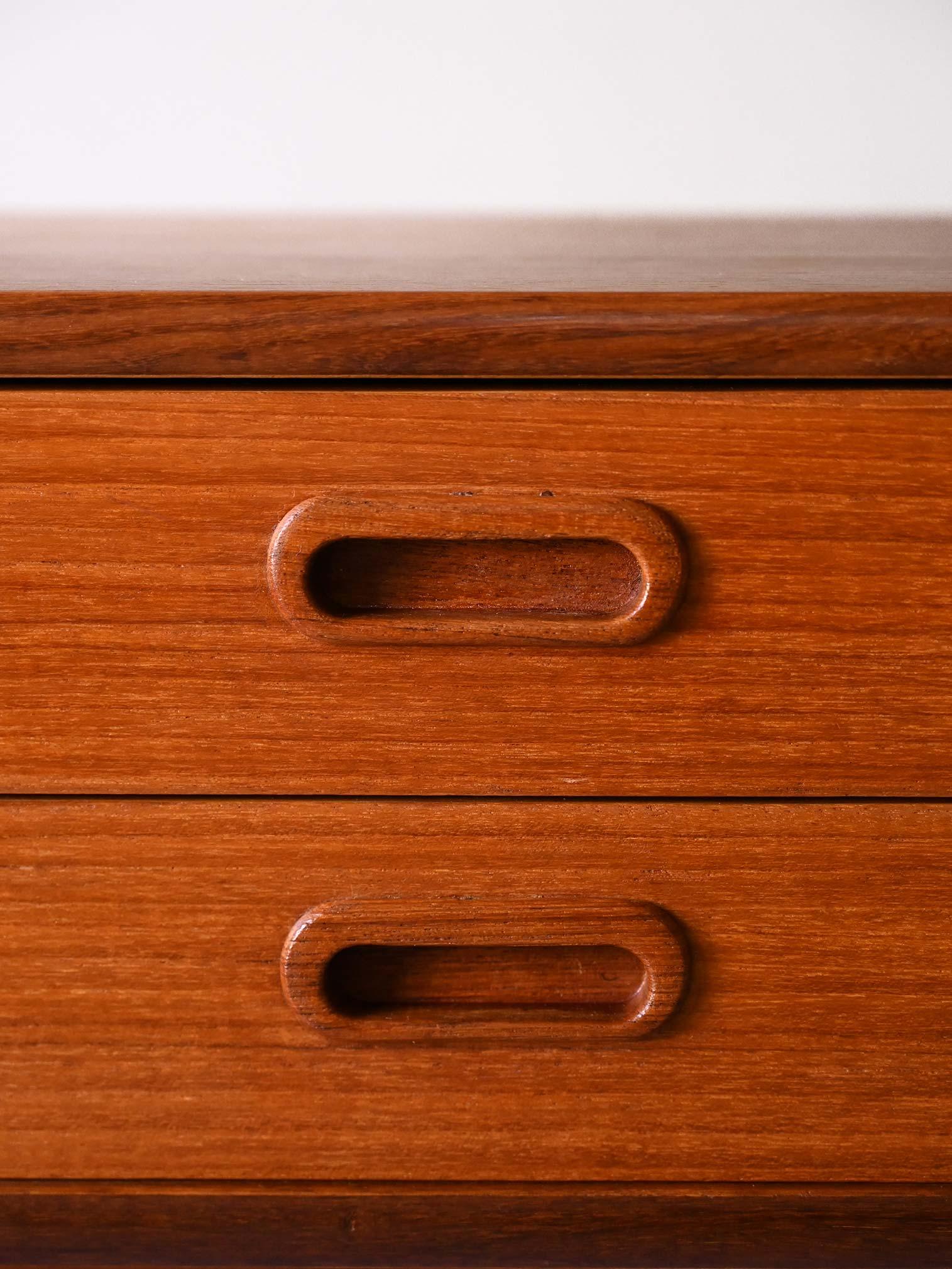 Teak Scandinavian nightstand with two drawers