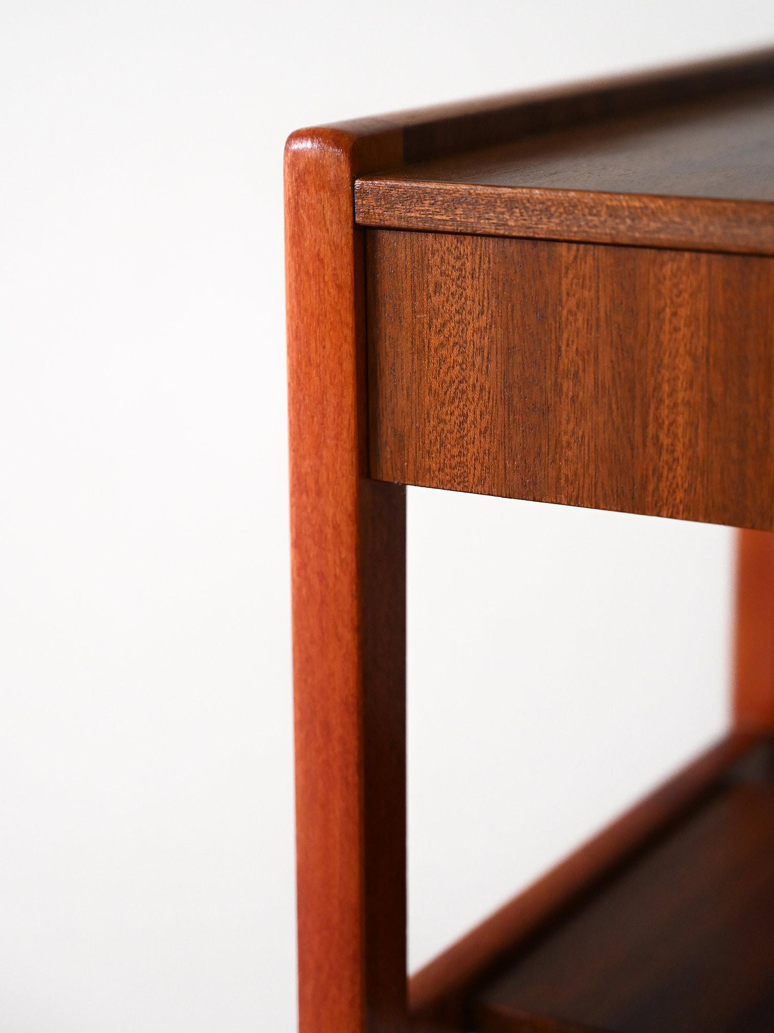 Mahogany Scandinavian nightstand with carved handle For Sale