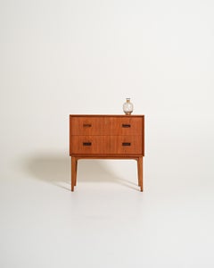 Table de chevet scandinave en teck à deux tiroirs, années 60