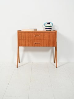 Table de chevet scandinave en teck avec deux tiroirs, années 1960
