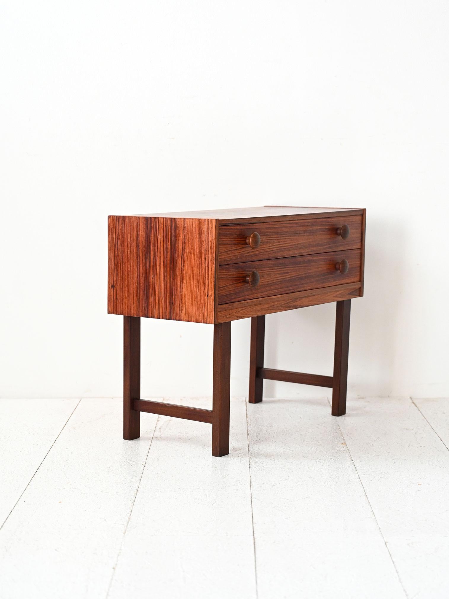 Scandinavian Modern Scandinavian vintage rosewood nightstand with two drawers For Sale