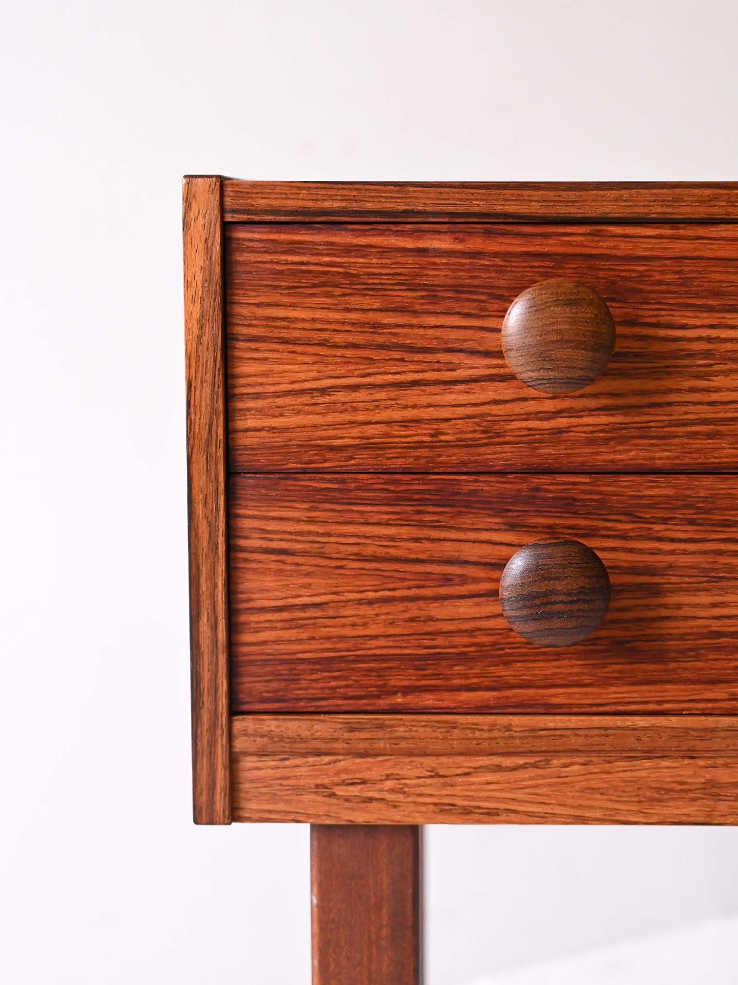 Mid-20th Century Scandinavian vintage rosewood nightstand with two drawers For Sale