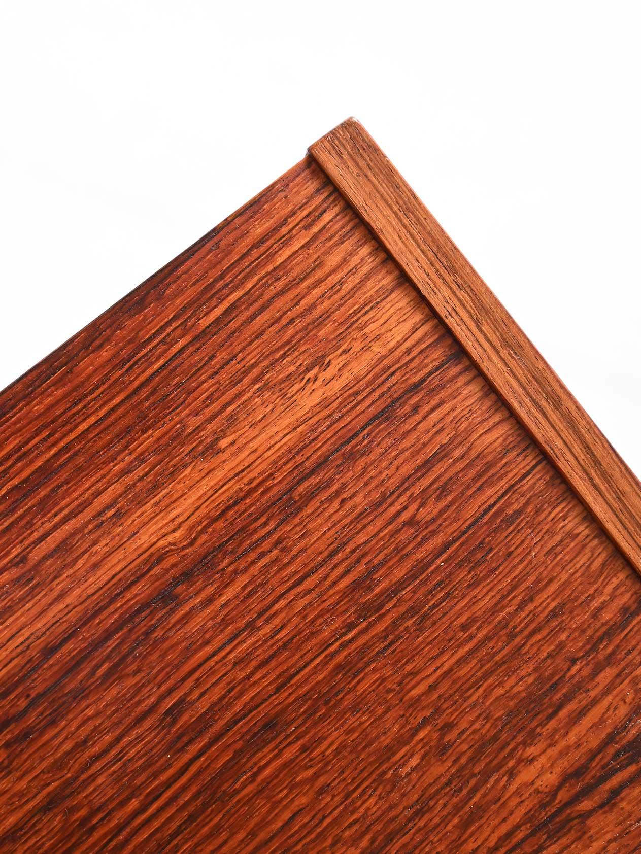 Palisander Scandinavian vintage rosewood nightstand with two drawers For Sale