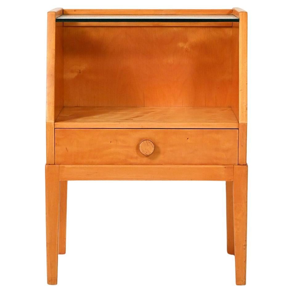 Comodino scandinavo vintage in radica di betulla