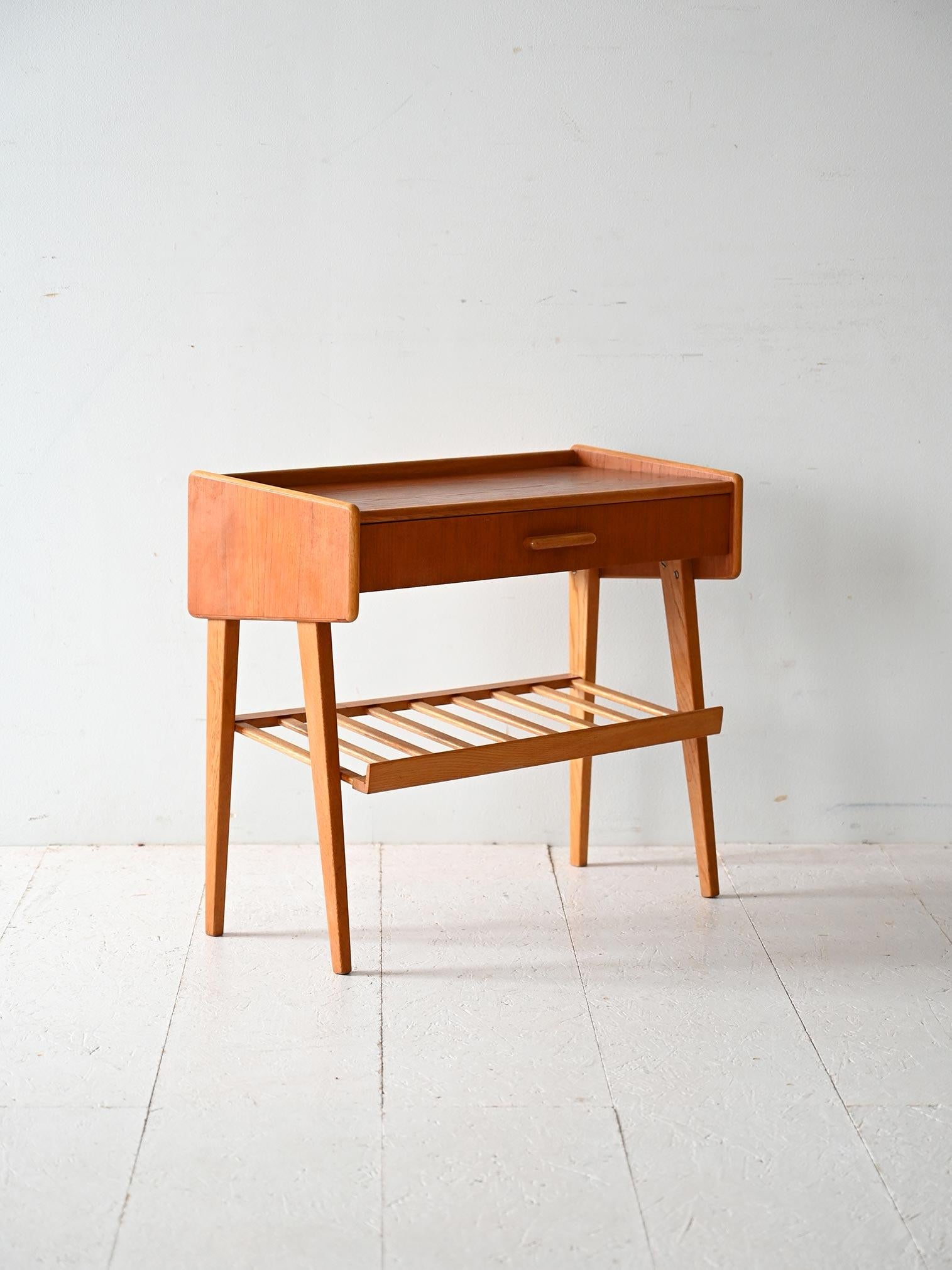 Scandinavian Modern Scandinavian vintage teak nightstand with drawer, 1960s For Sale