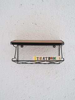 Table de chevet suspendue en teck et métal