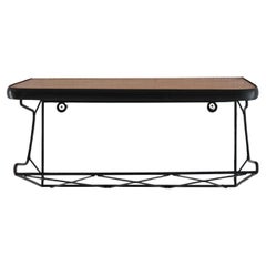 Comodino sospeso in teak e metallo