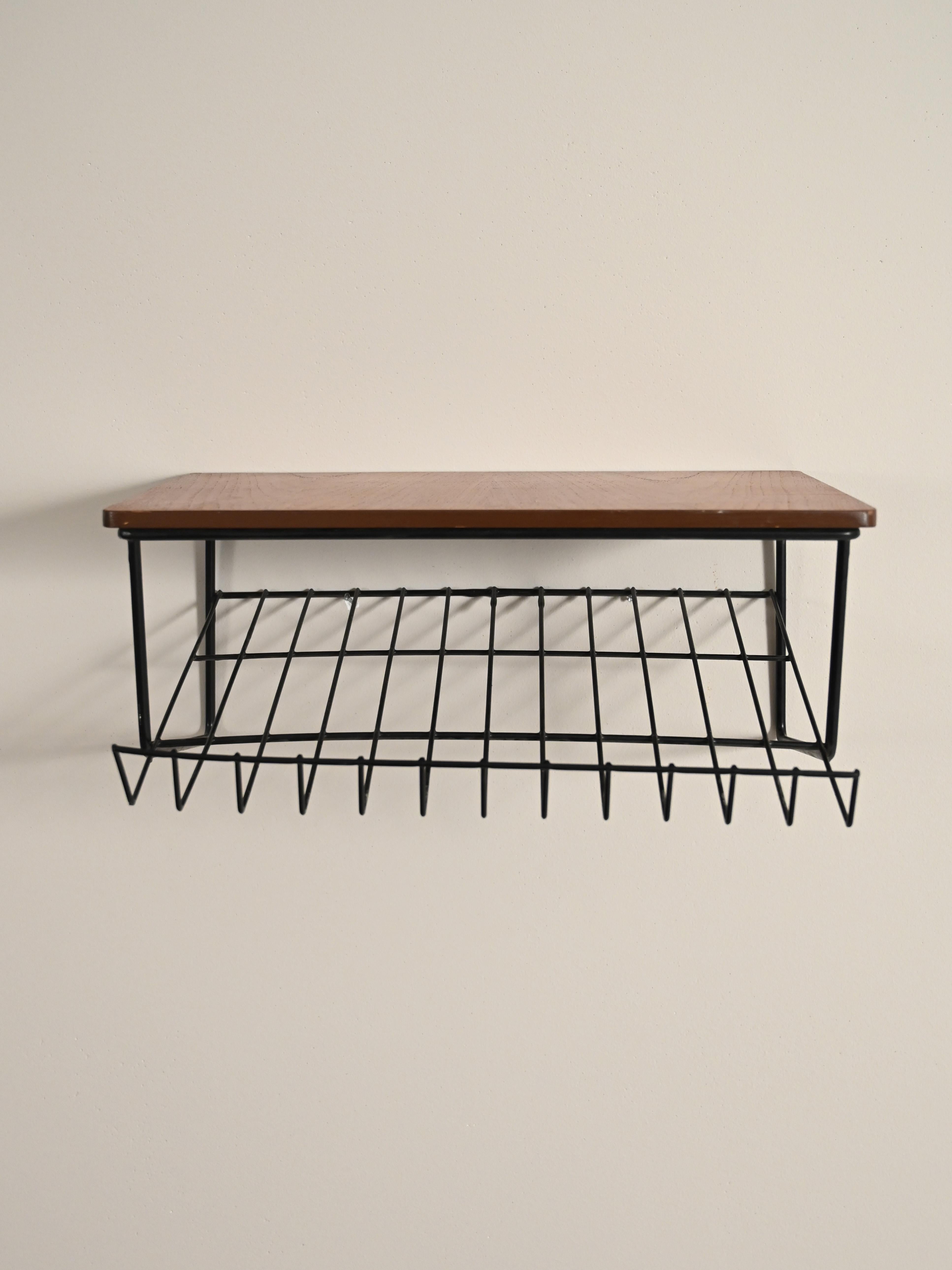 Scandinavian Modern Swedish teak and metal hanging nightstand from the 1950s For Sale